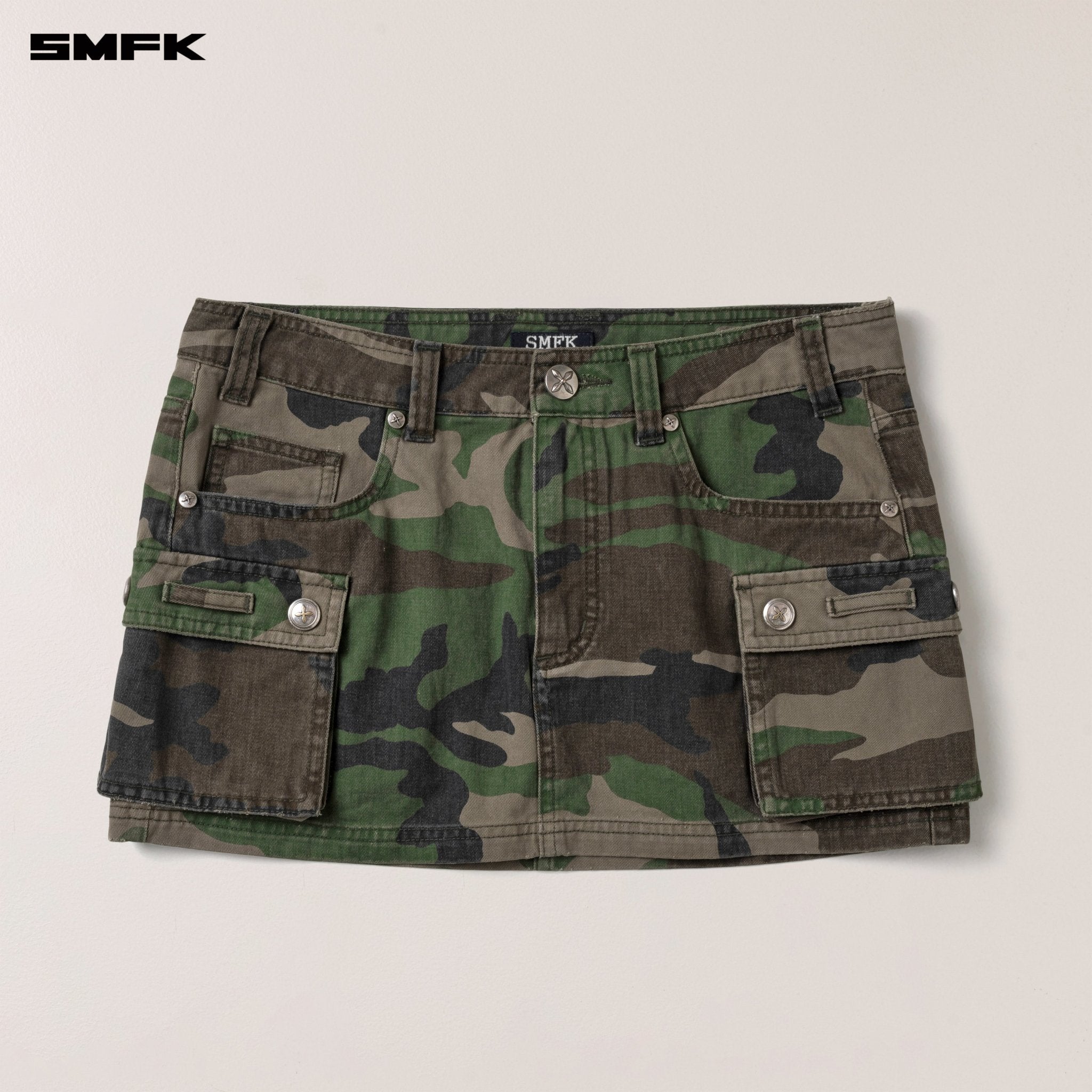 SMFK Compass Wild Road Cargo Skirt In Army Green Camouflage | MADAX