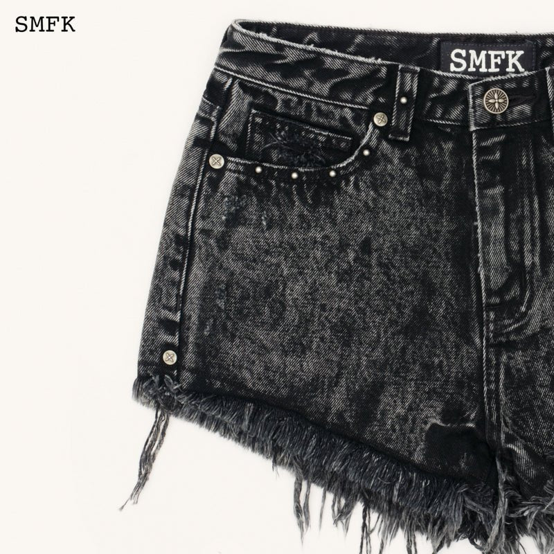 SMFK Compass Wild Tarpan Black Snowflake Short Jeans | MADA IN CHINA