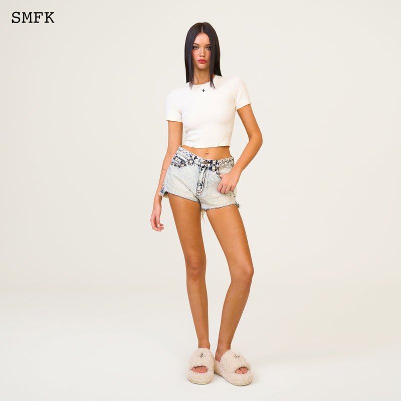 SMFK Compass Wild Tarpan White Snowflake Short Jeans | MADA IN CHINA