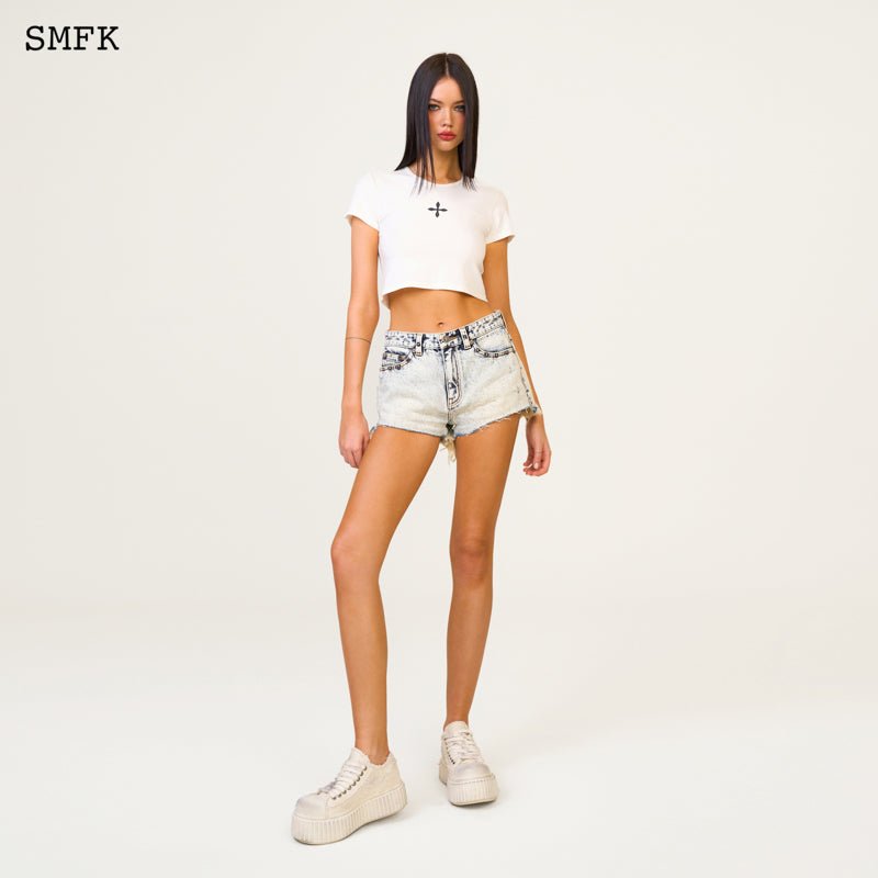 SMFK Compass Wild Tarpan White Snowflake Short Jeans | MADA IN CHINA