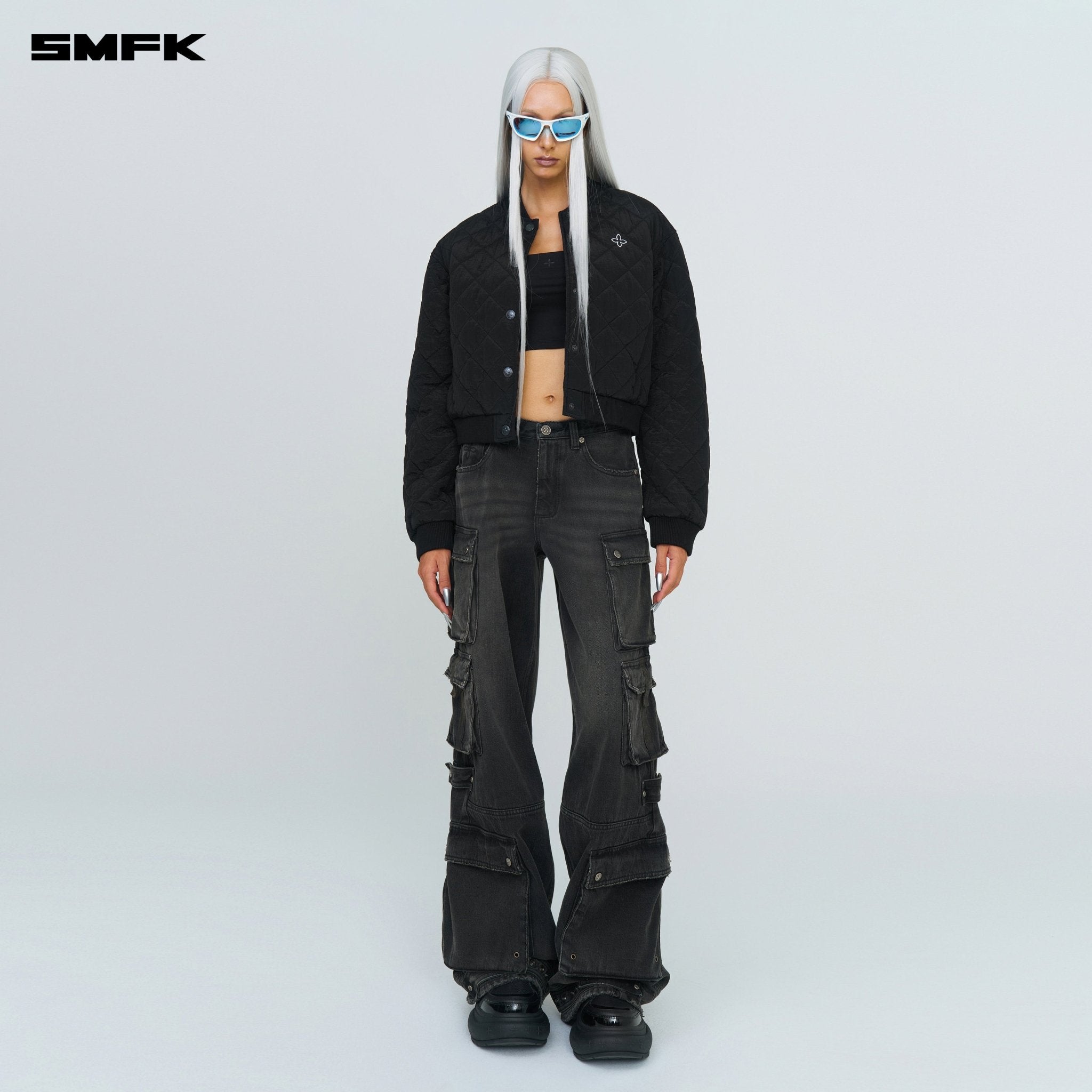 SMFK Compass Winter Badge Baseball Jacket In Black | MADAX