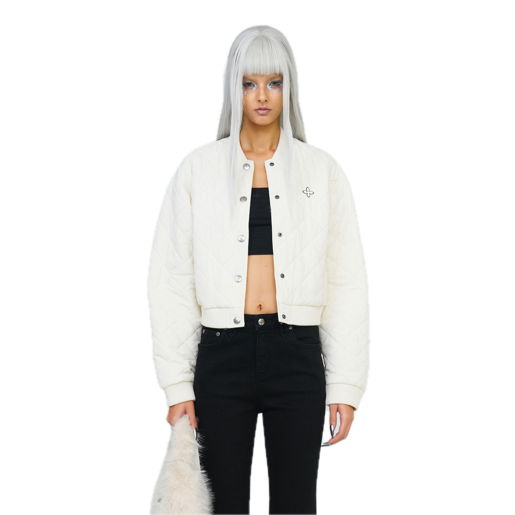 SMFK Compass Winter Badge Baseball Jacket In Cream | MADAX