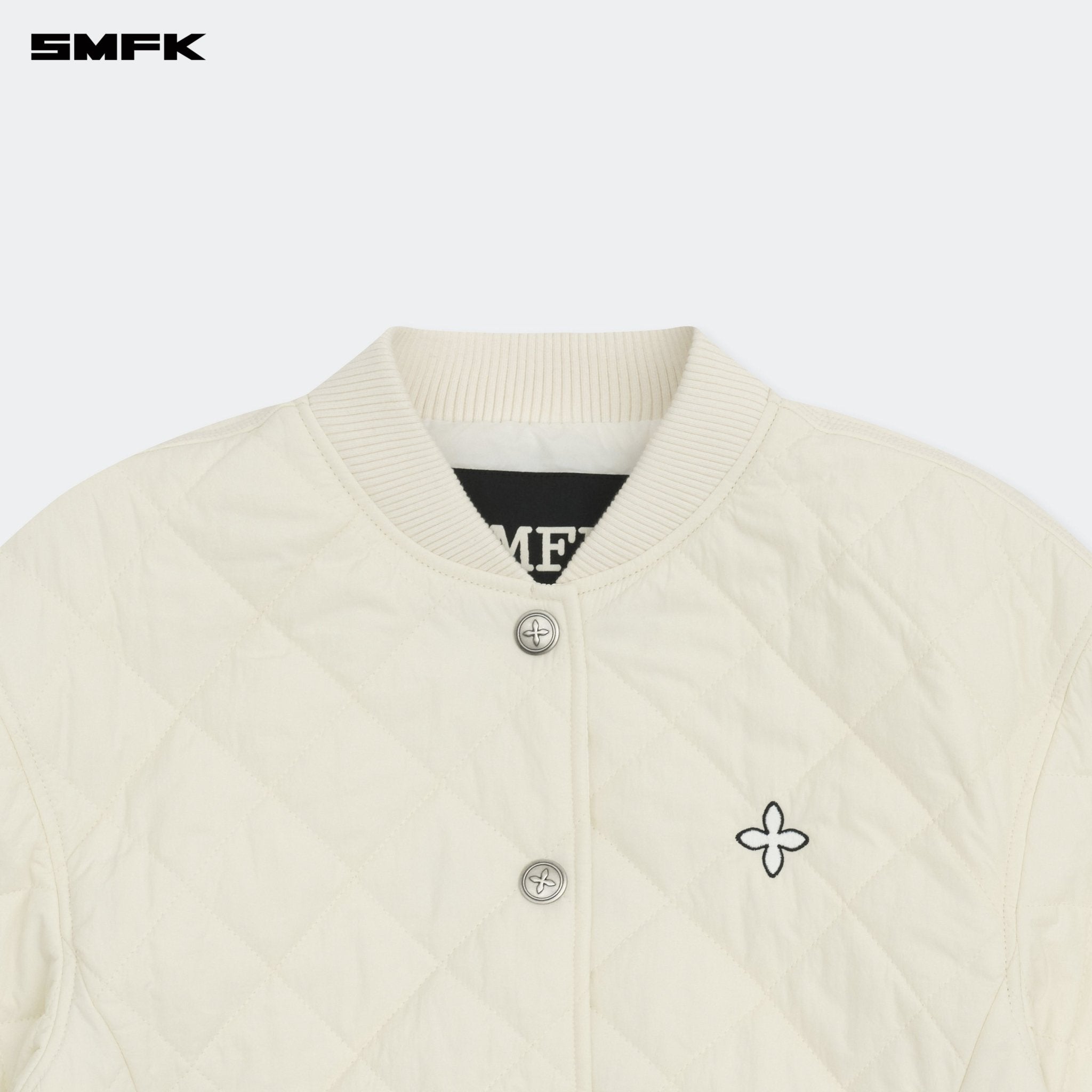 SMFK Compass Winter Badge Baseball Jacket In Cream | MADAX