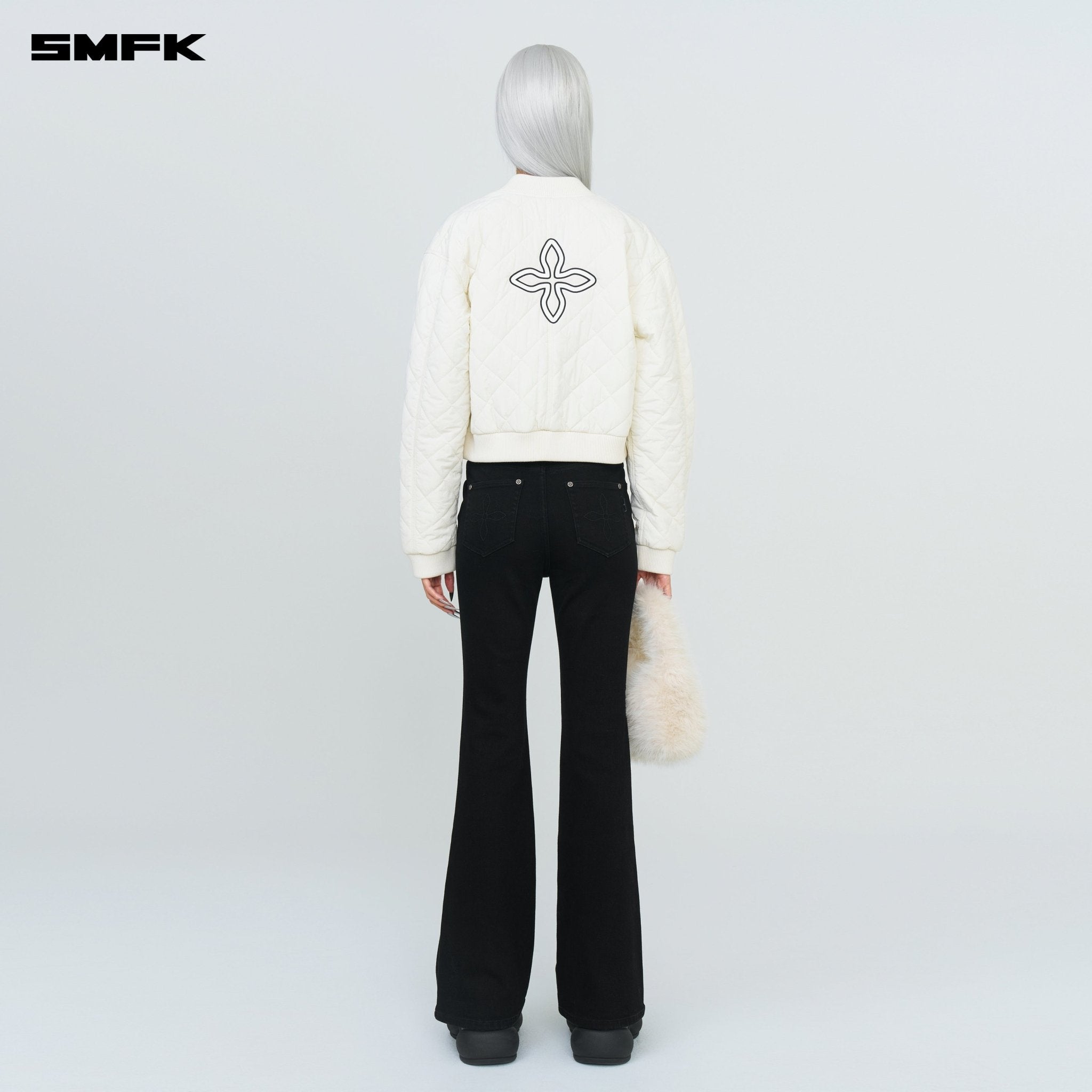 SMFK Compass Winter Badge Baseball Jacket In Cream | MADAX