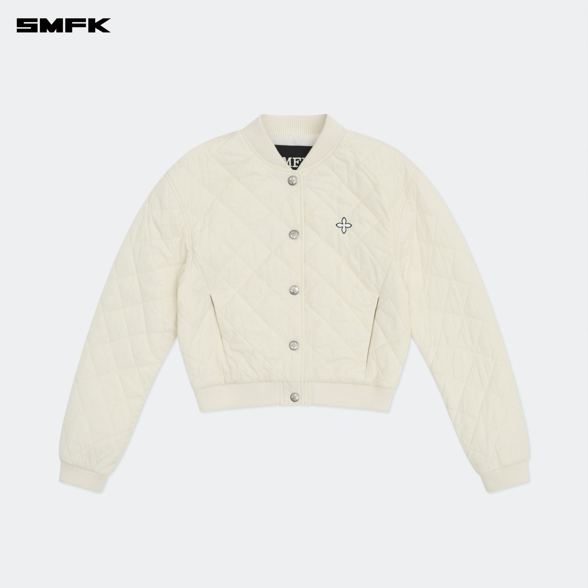 SMFK Compass Winter Badge Baseball Jacket In Cream | MADAX