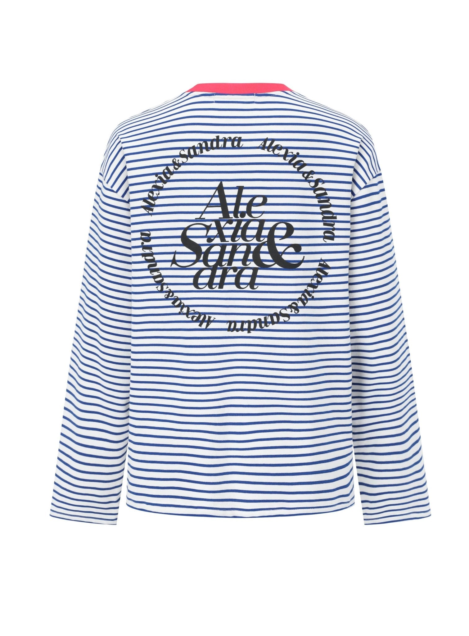 ALEXIA SANDRA Contrast Collar Rabbit Stripe T - Shirt in Blue | MADA IN CHINA