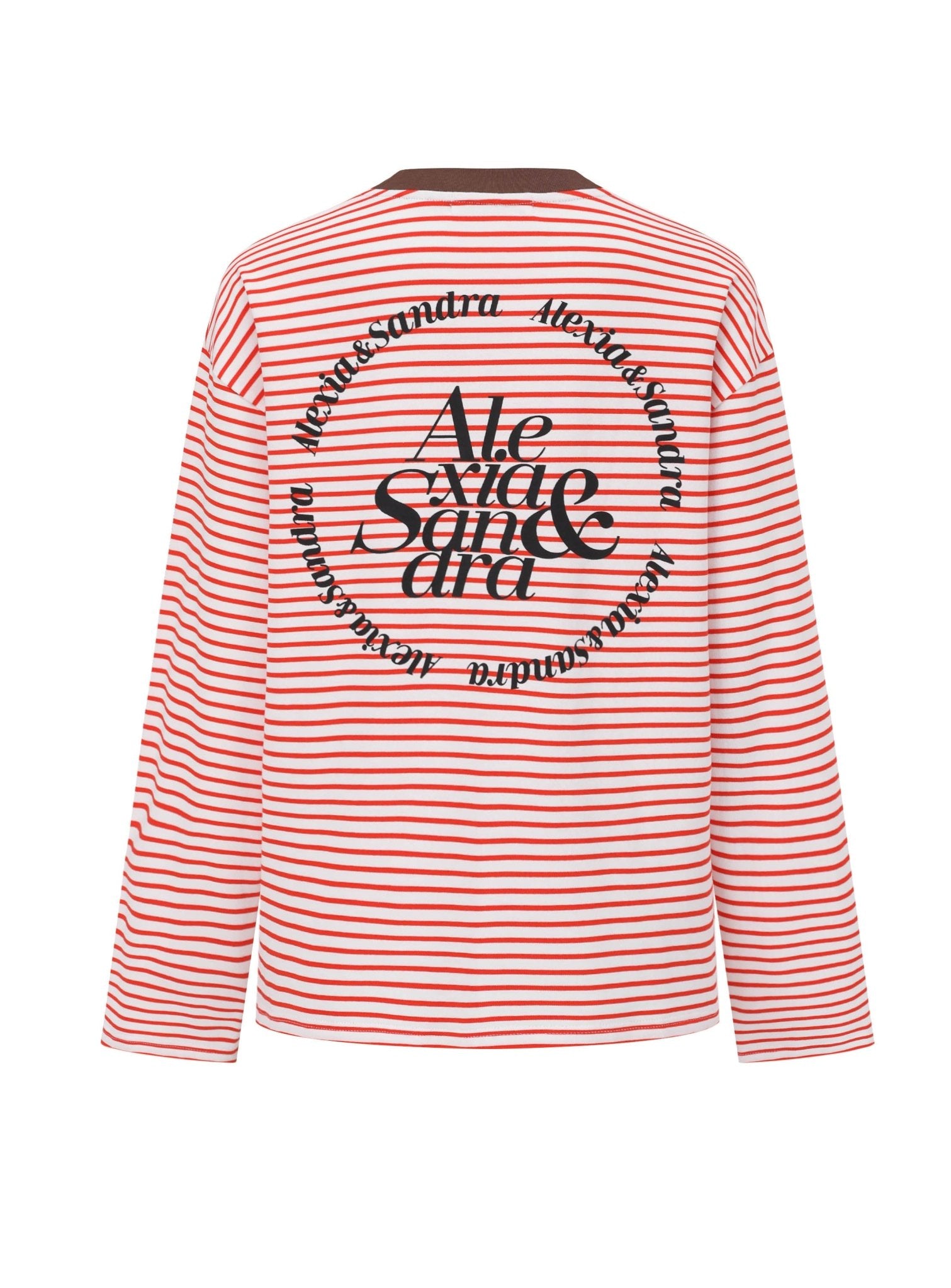 ALEXIA SANDRA Contrast Collar Rabbit Stripe T - Shirt in Red | MADA IN CHINA