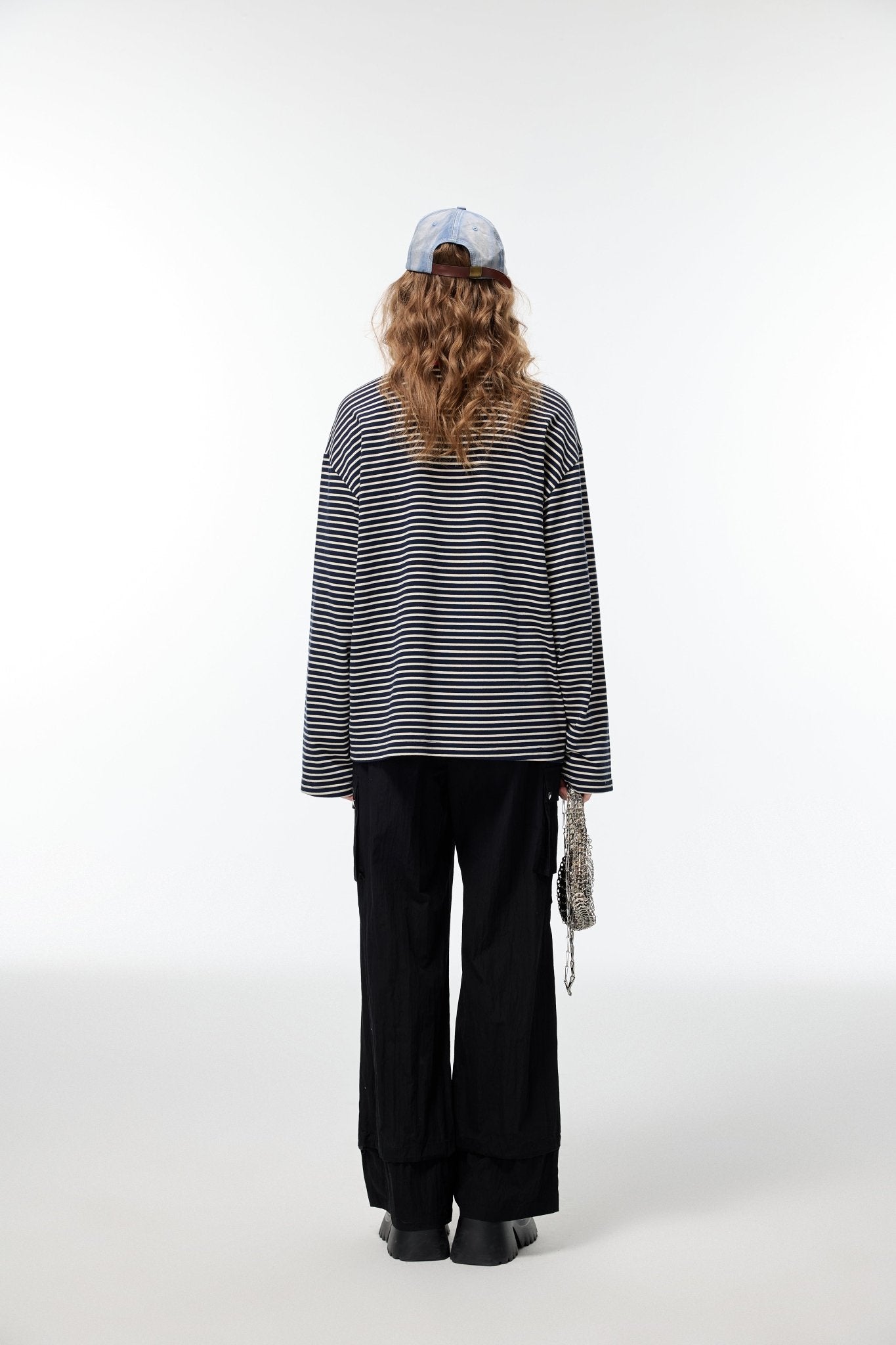 ALEXIA SANDRA Contrast Color Striped Long Sleeves in Black | MADA IN CHINA