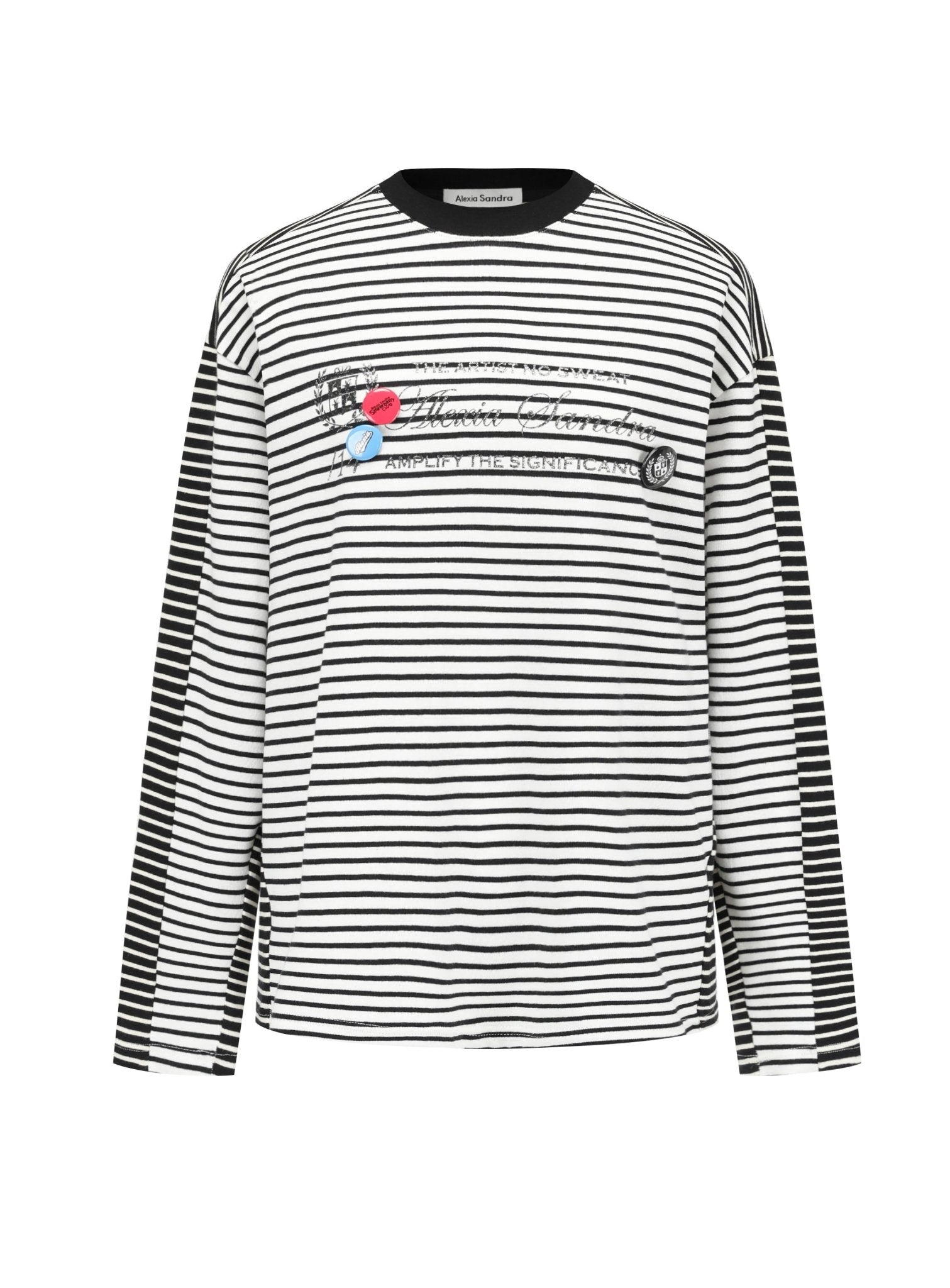 ALEXIA SANDRA Contrast Color Striped Long Sleeves in Black | MADA IN CHINA