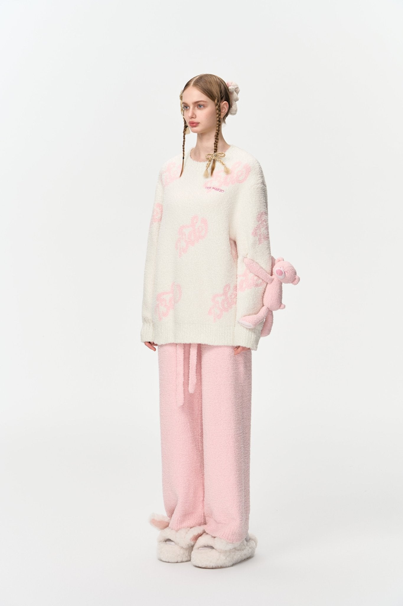 13DE MARZO Coral Fleece Pajama Set In Pink | MADAX