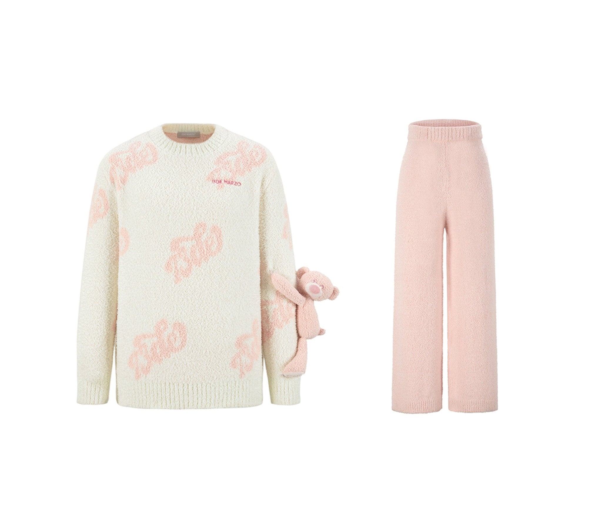 13DE MARZO Coral Fleece Pajama Set In Pink | MADAX