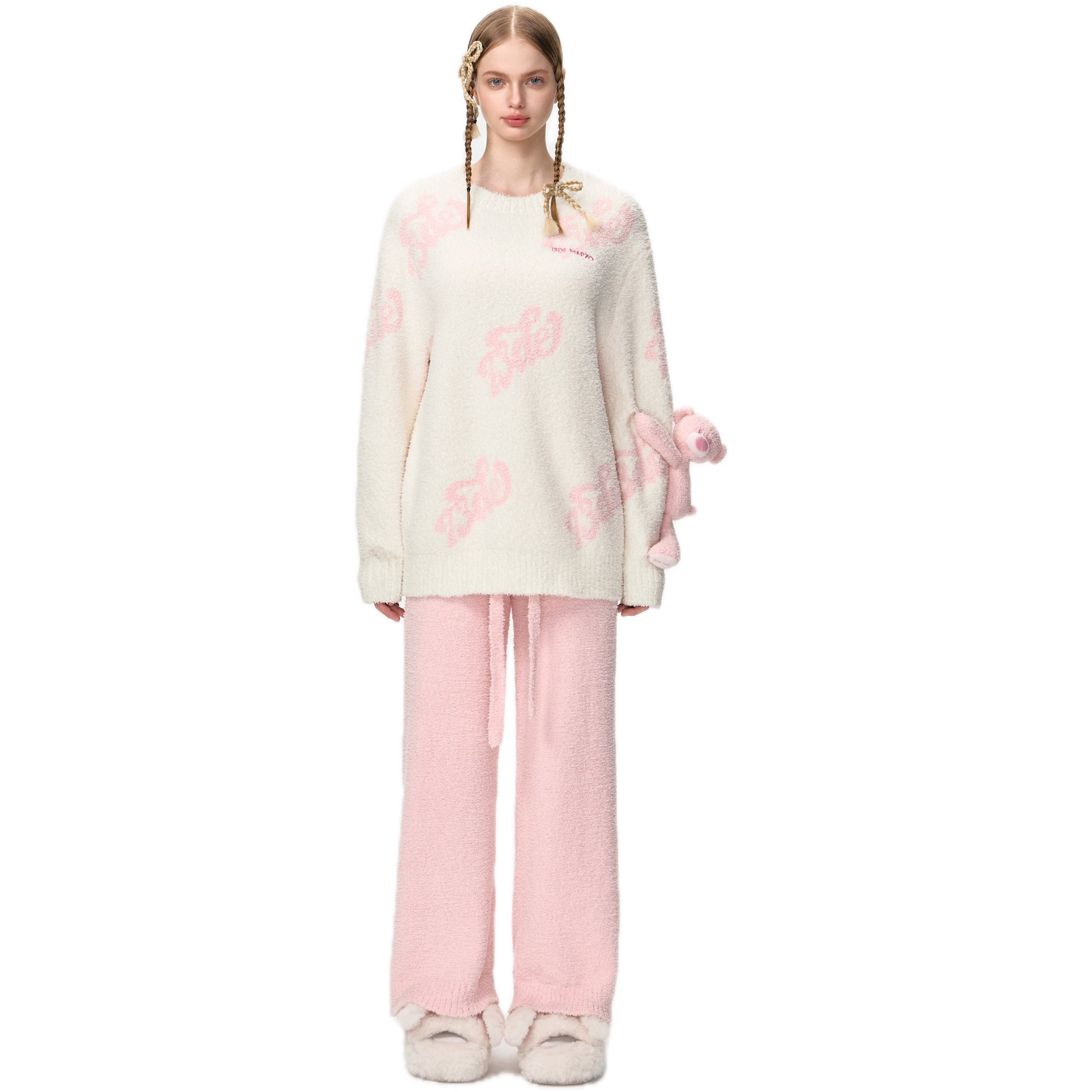 13DE MARZO Coral Fleece Pajama Set In Pink | MADAX