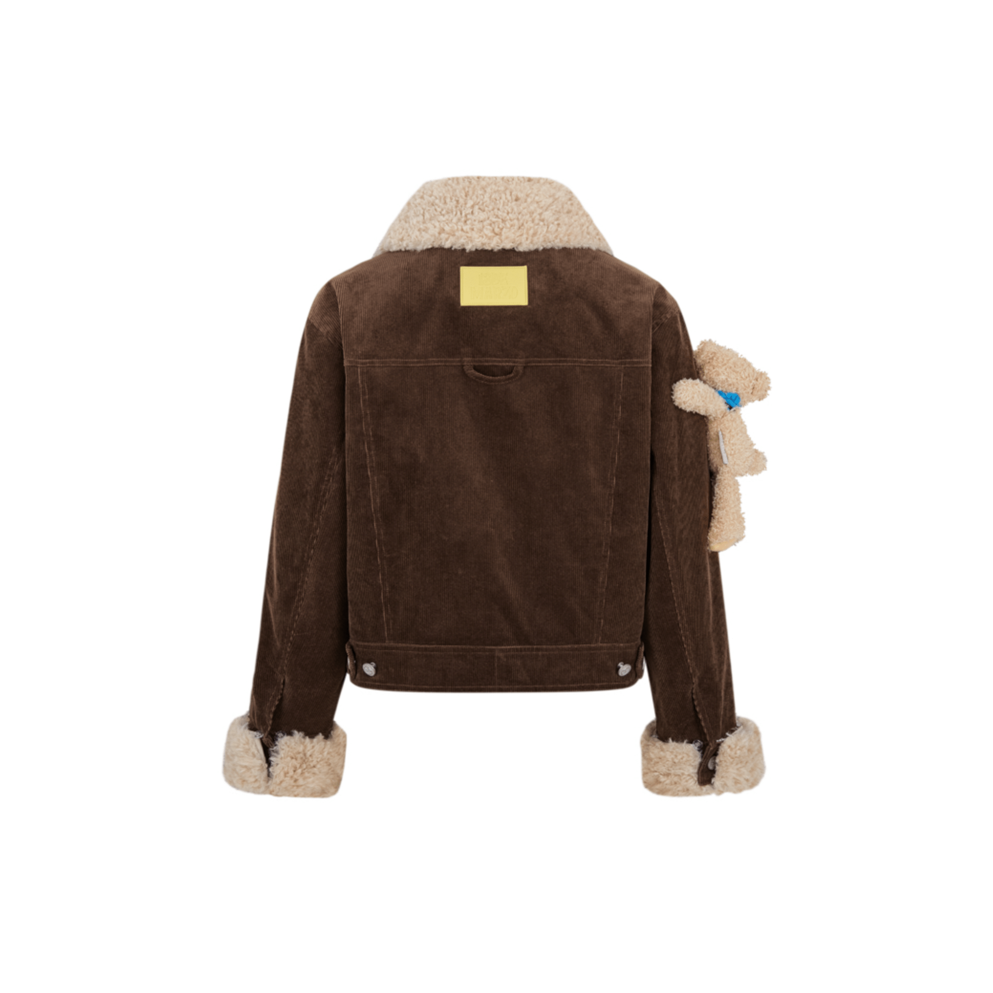 13DE MARZO Corduroy Detachable Fur Collar Quilted Jacket in Brown | MADAX