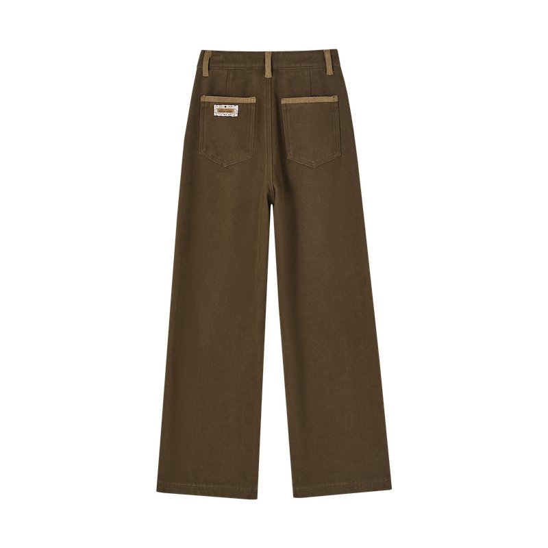 SOMESOWE Corduroy Patchwork Fleece Casual Pants In Coffee | MADAX