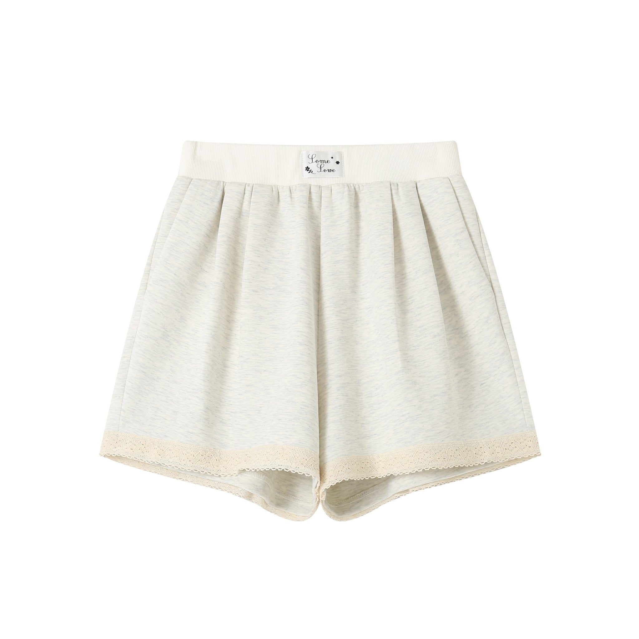 SOMESOWE Cotton Lace Trim Shorts | MADA IN CHINA