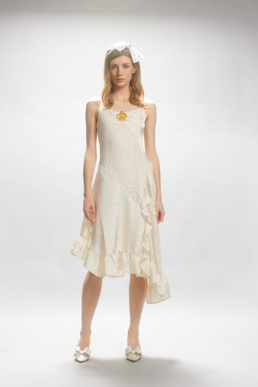 ARTE PURA Cream Lace Patchwork Lace Camisole Dress | MADA IN CHINA