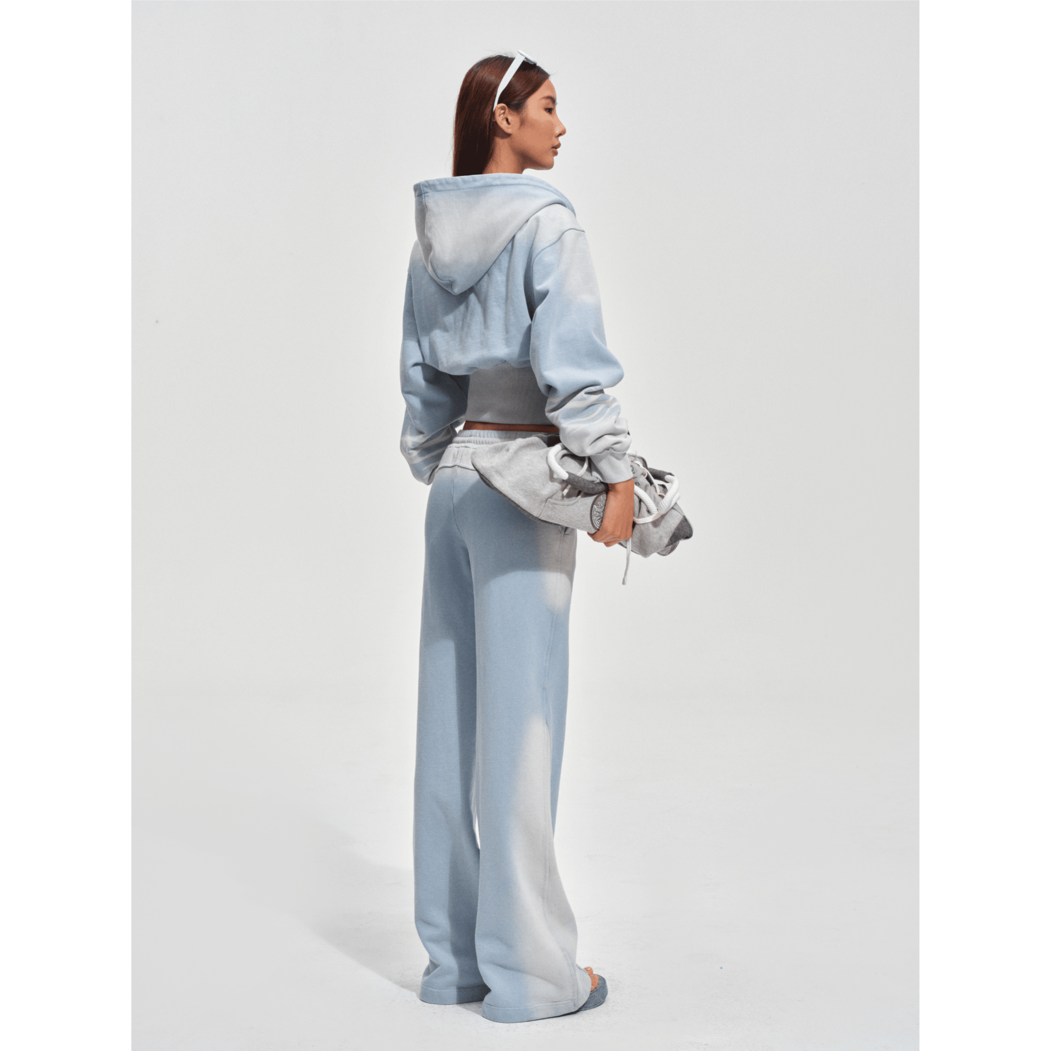 NAWS Cropped Equestrian Hoodie in Blue and White | MADAX