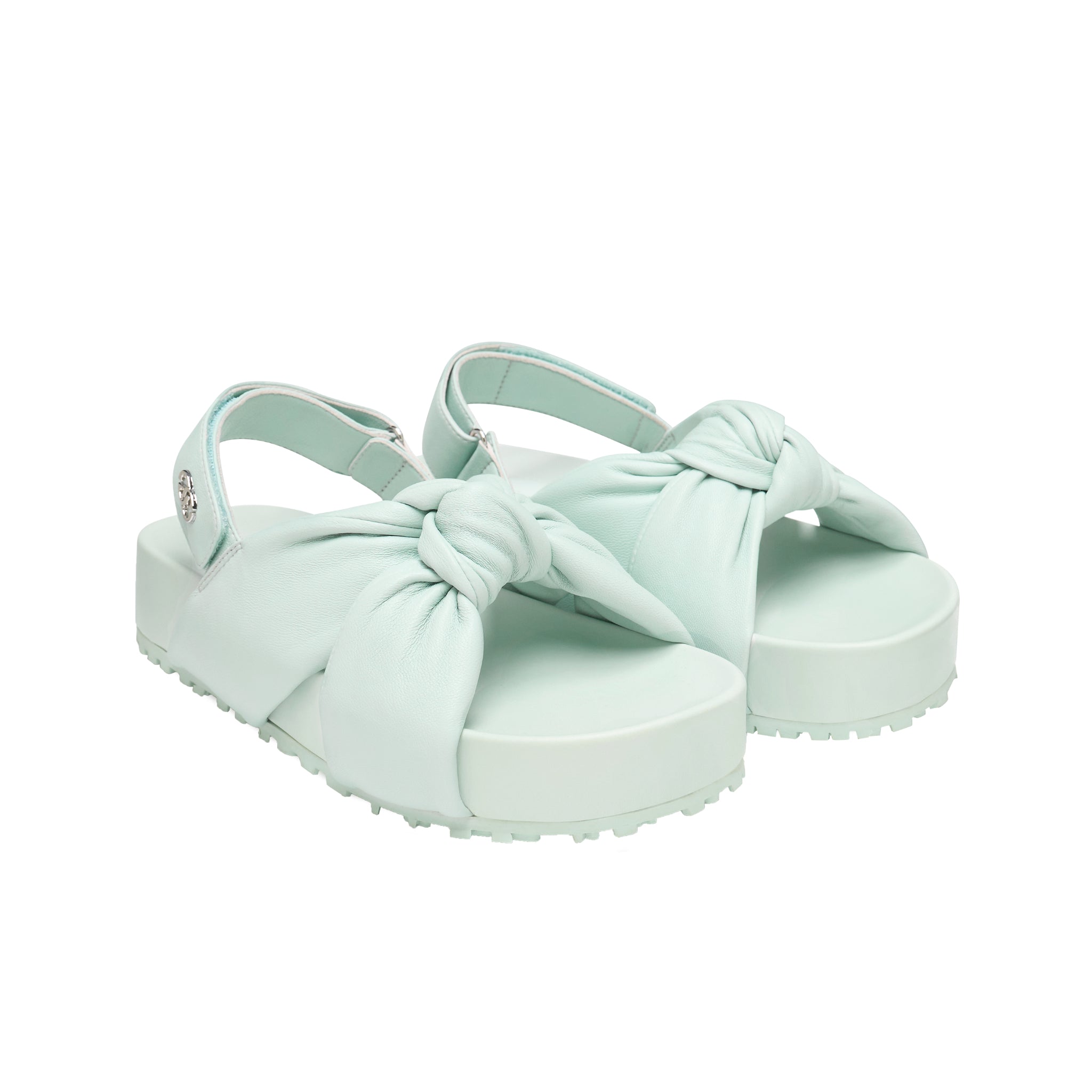 LOST IN ECHO Cross Kink After Strap Sandals In Mint Green | MADAX