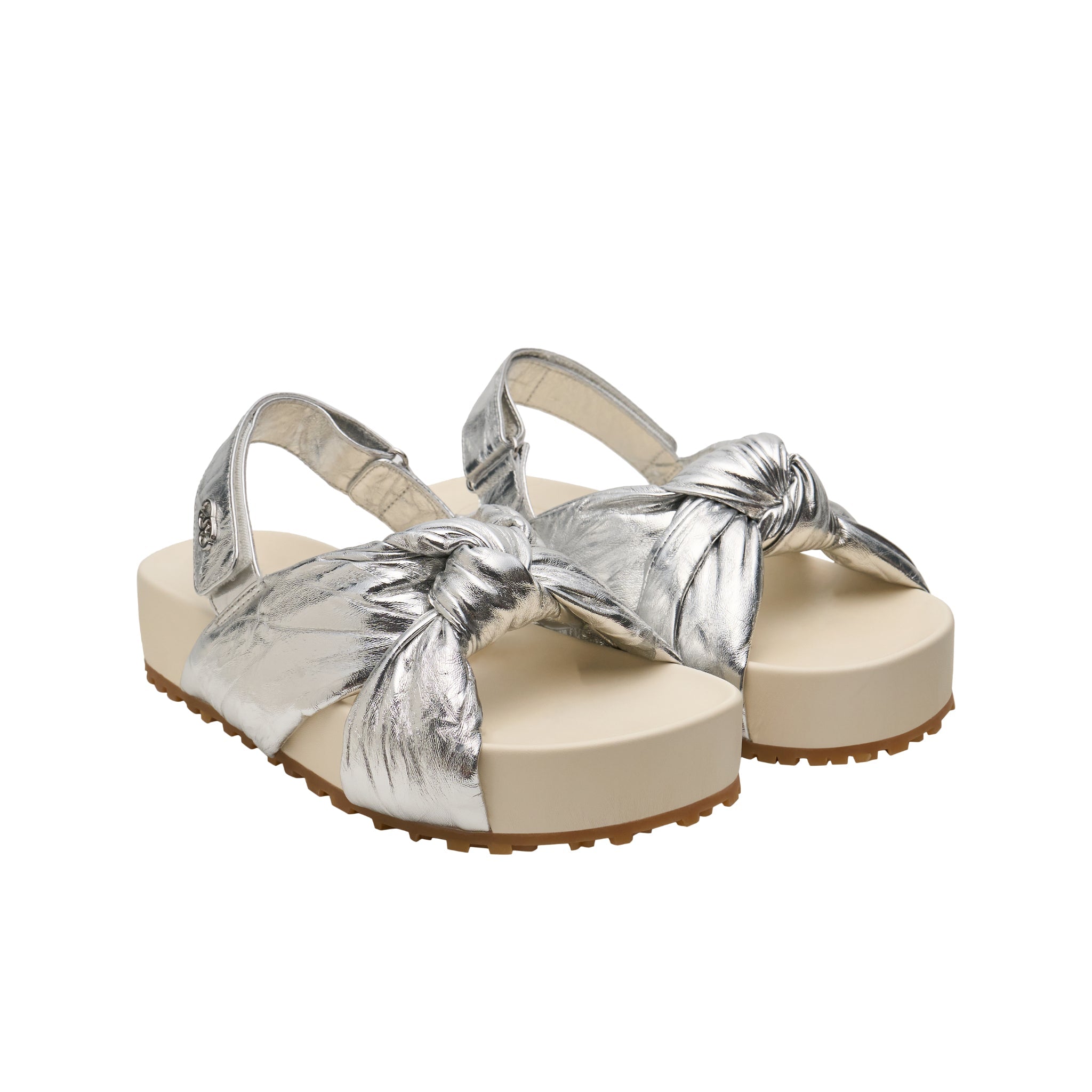 LOST IN ECHO Cross Kink After Strap Sandals In Silver | MADAX