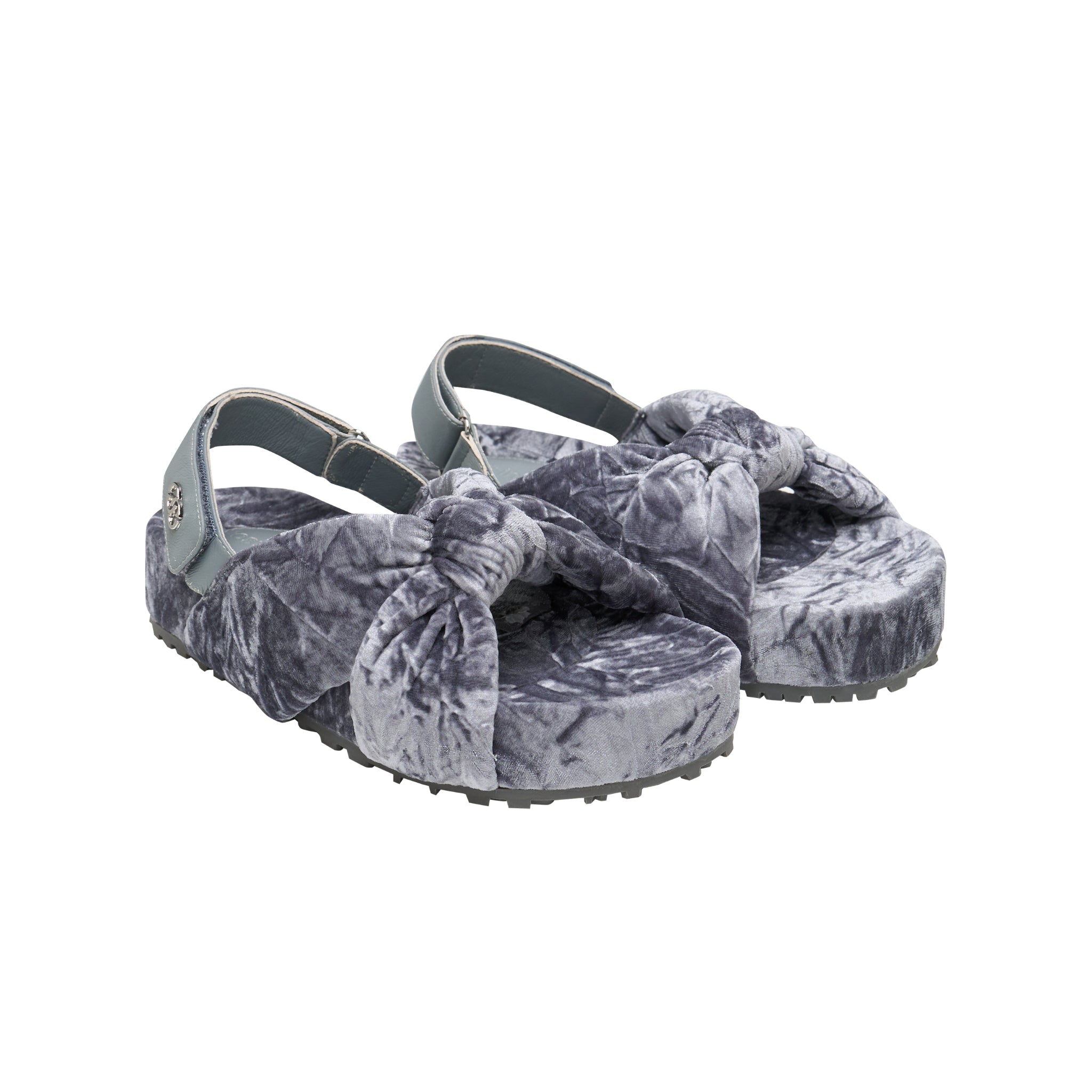 LOST IN ECHO Cross Knot With Birkenstock Sandals In Gray Blue | MADAX