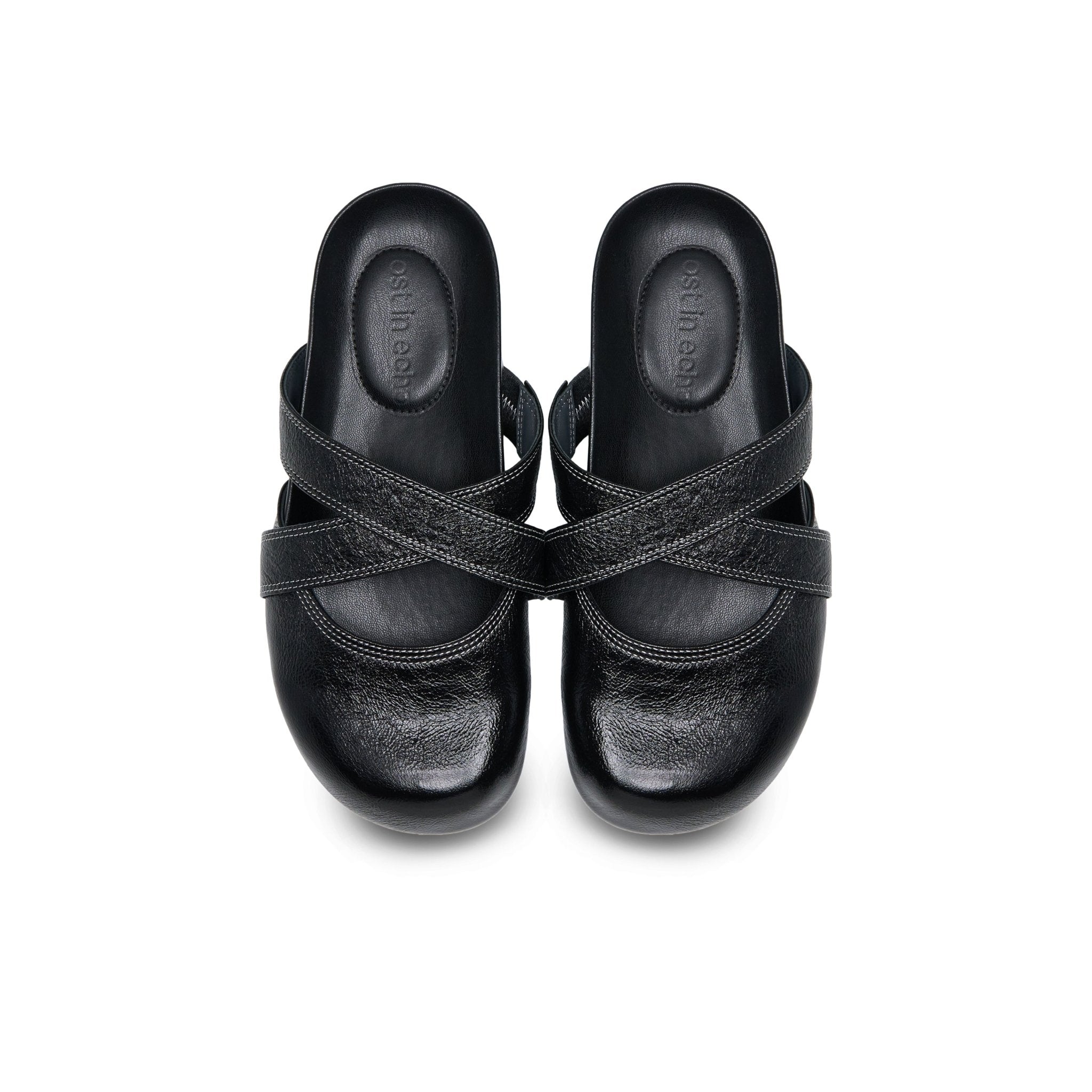 LOST IN ECHO Cross Strap Bun Head Birkenstock Slippers In Black | MADAX