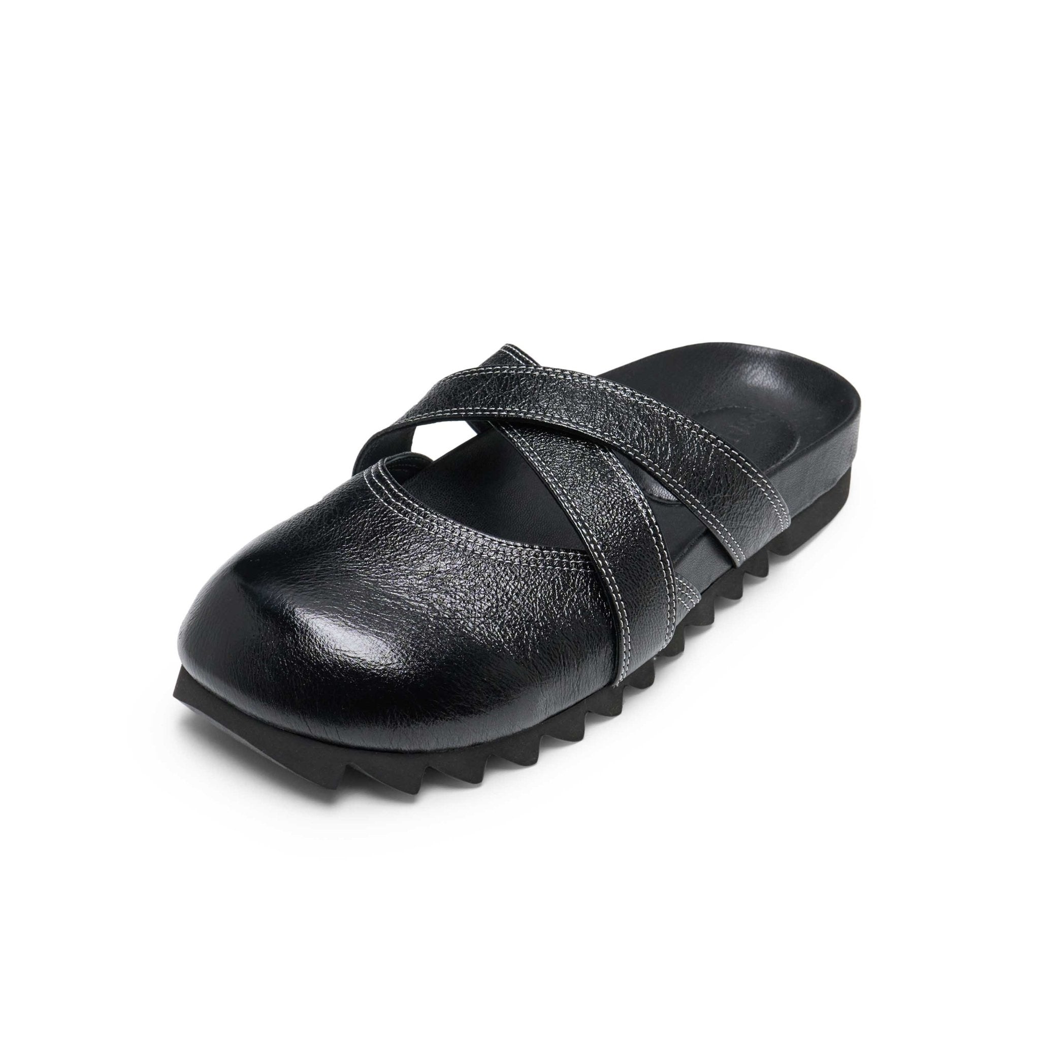 LOST IN ECHO Cross Strap Bun Head Birkenstock Slippers In Black | MADAX