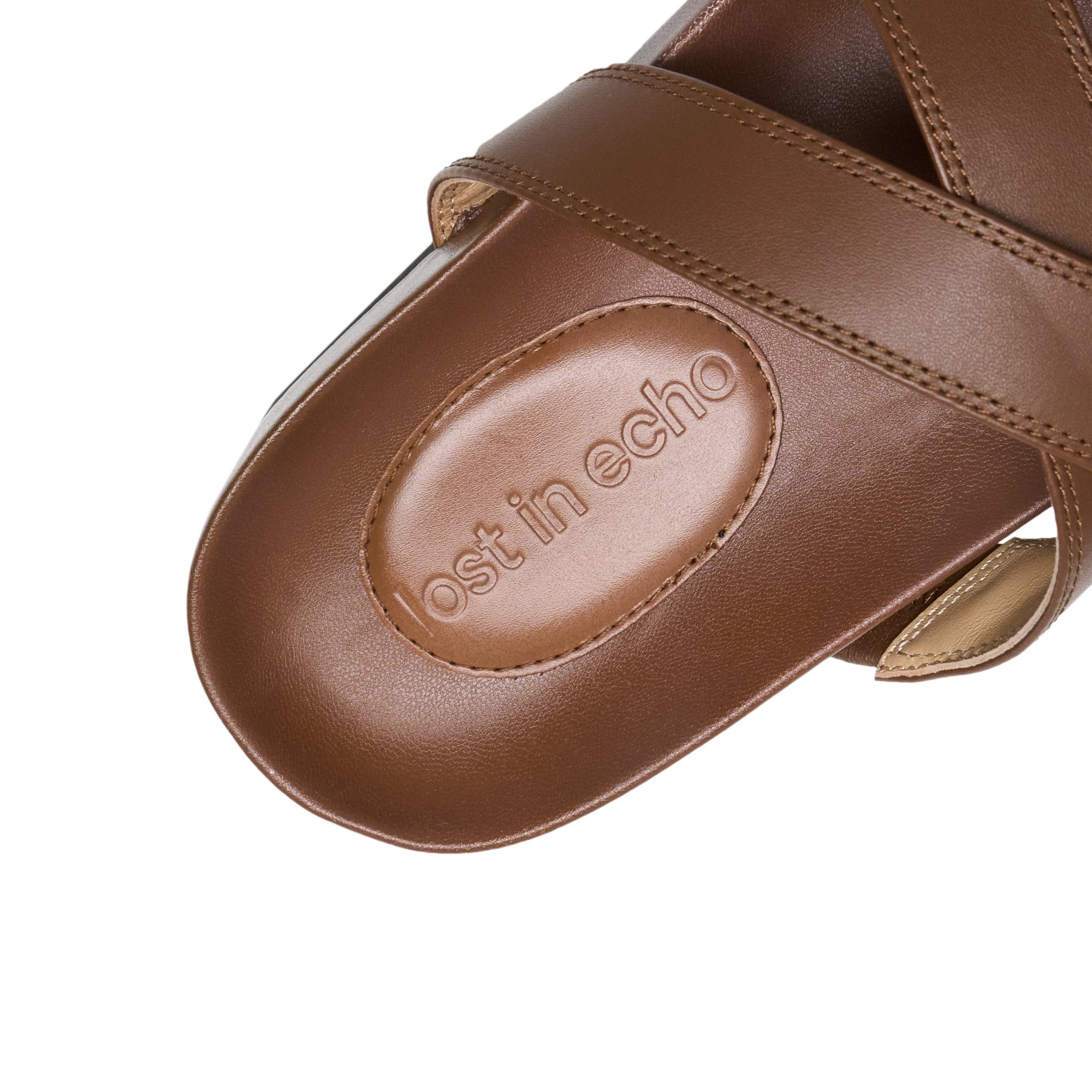 LOST IN ECHO Cross Strap Bun Head Birkenstock Slippers In Coffee Brown | MADAX