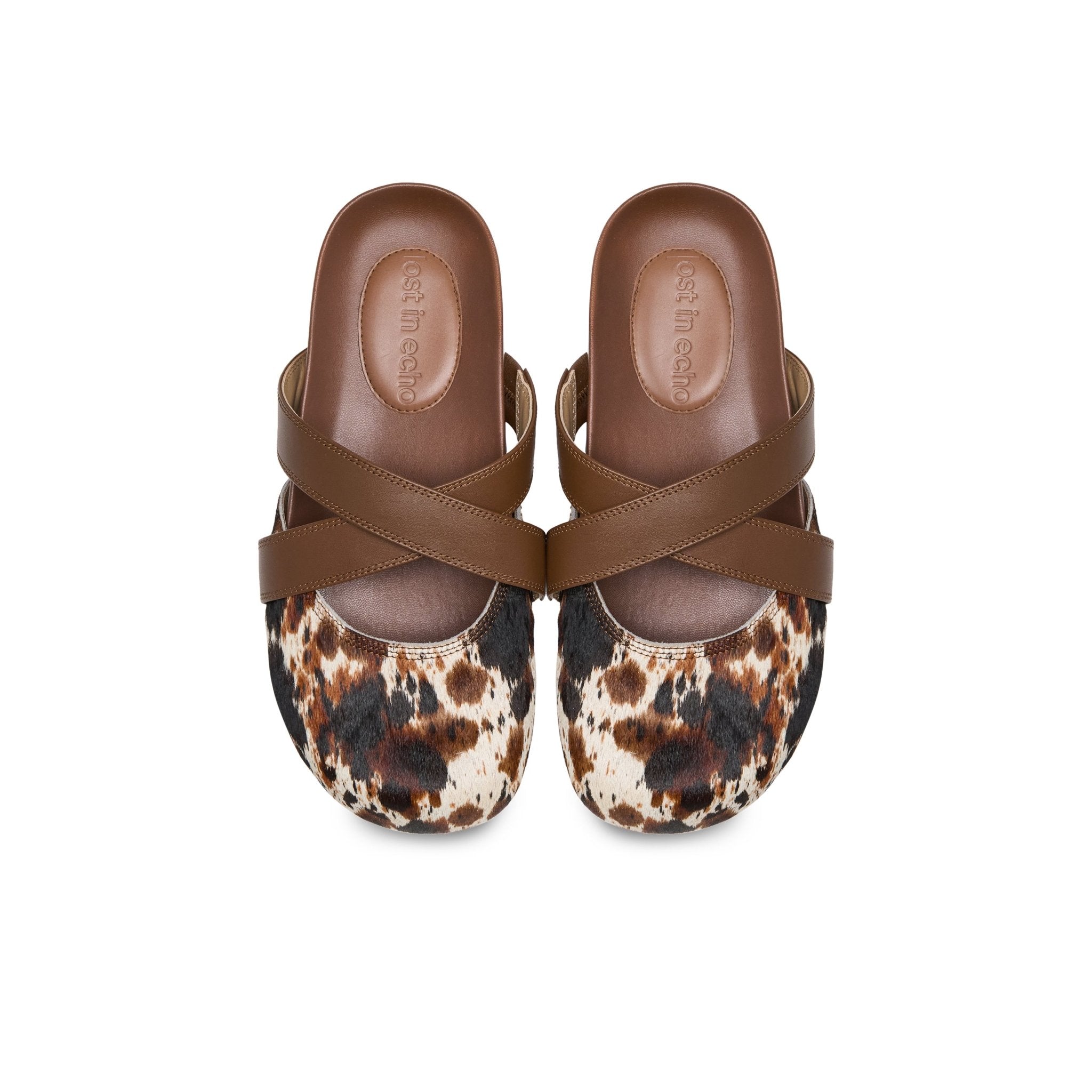 LOST IN ECHO Cross Strap Bun Head Birkenstock Slippers In Coffee Brown | MADAX