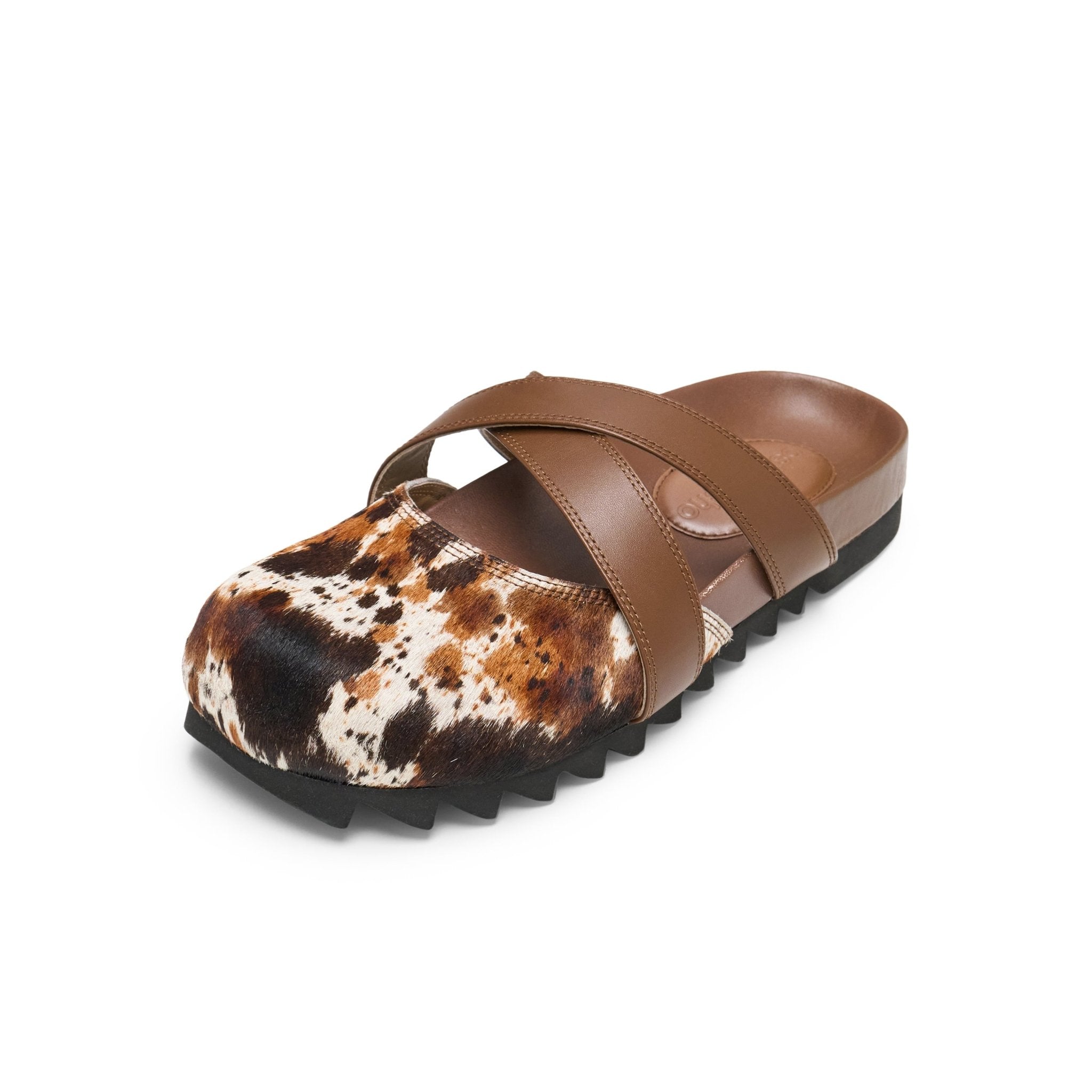 LOST IN ECHO Cross Strap Bun Head Birkenstock Slippers In Coffee Brown | MADAX