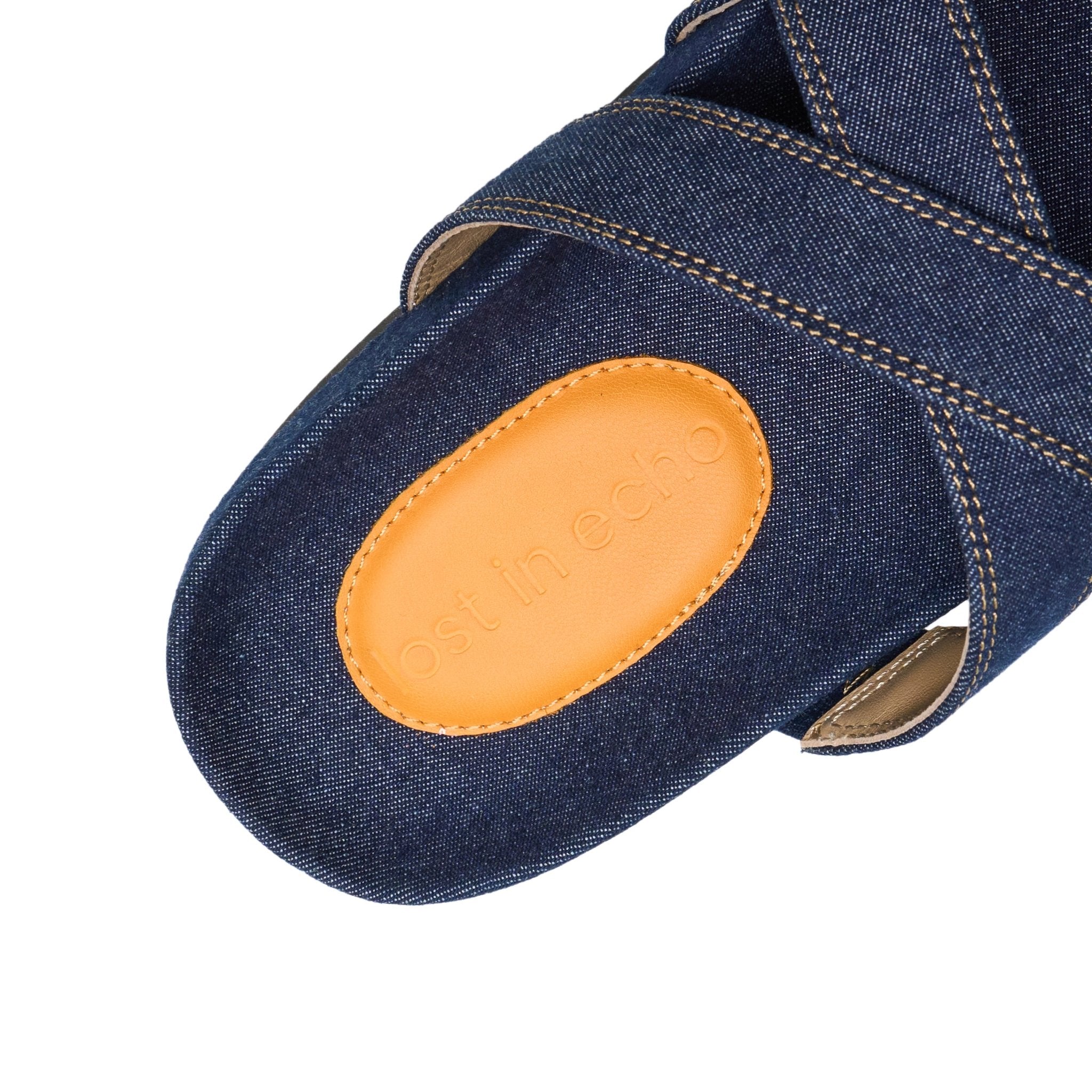 LOST IN ECHO Cross Strap Bun Head Birkenstock Slippers In Denim | MADAX