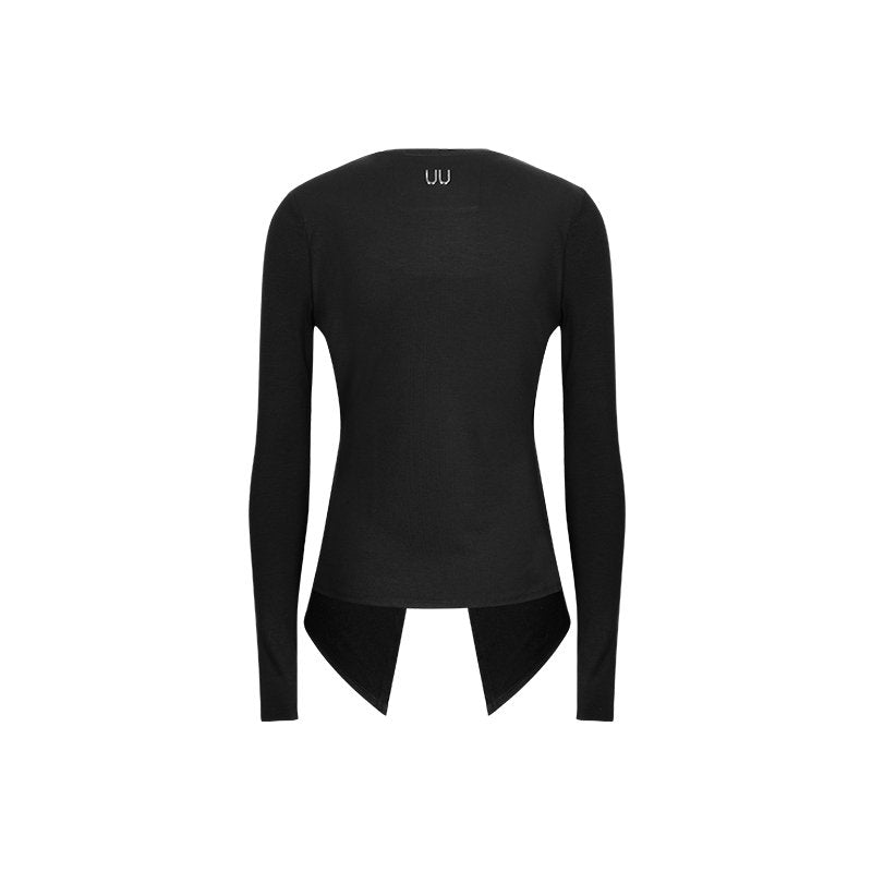 UNAWARES Crossed Fake Two Long Sleeved Tops In Black | MADAX