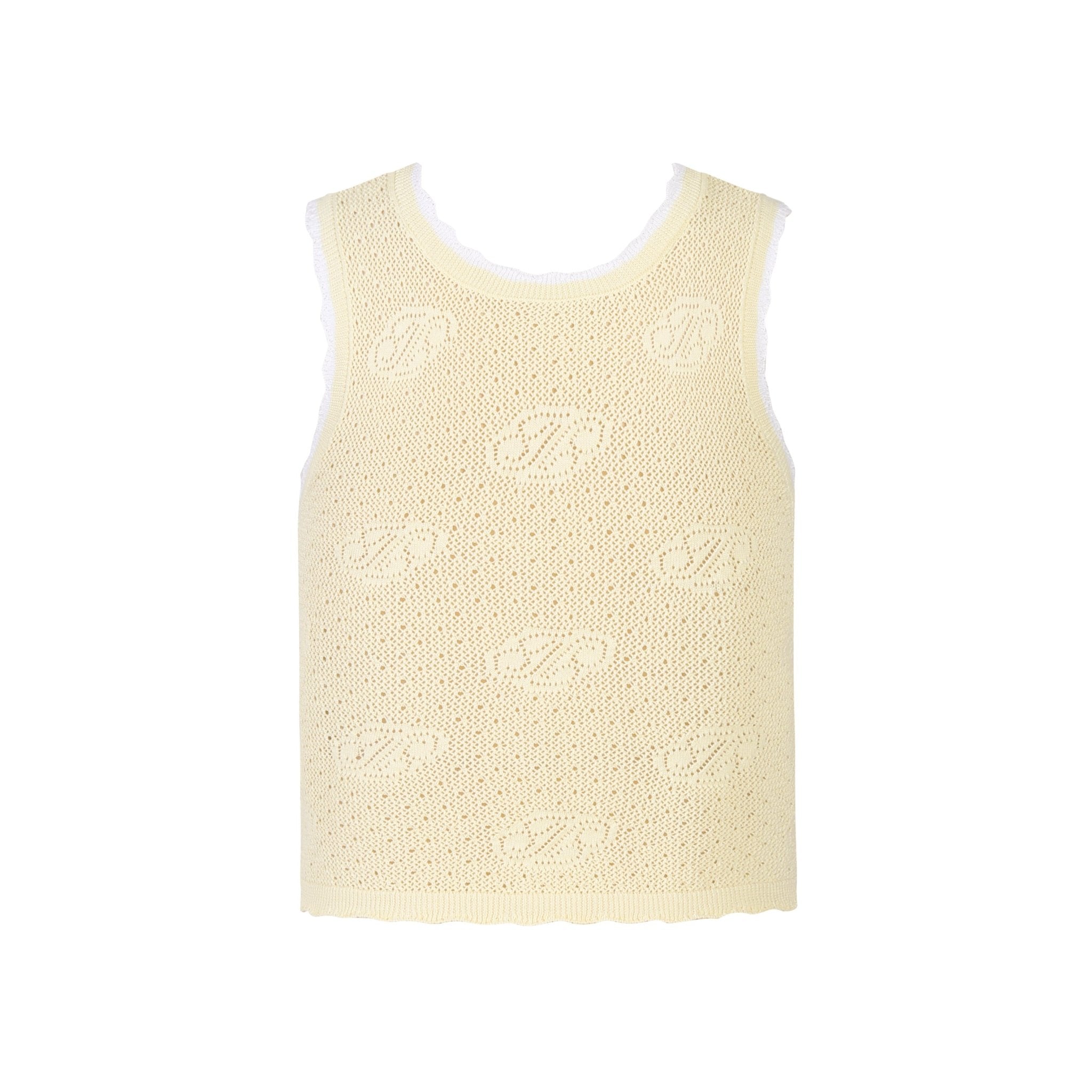 THREE QUARTERS Crossover Logo Jacquard Sweater Undershirt Yellow | MADA IN CHINA