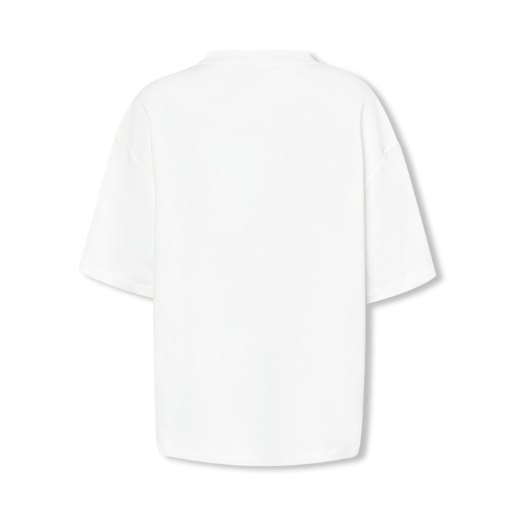 NOT FOR US Curly Necklace Puppy Print Short Sleeve in White | MADAX