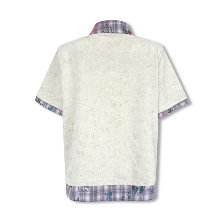 NOT FOR US Cute Bunny Polo Collar Short Sleeve in Beige | MADAX