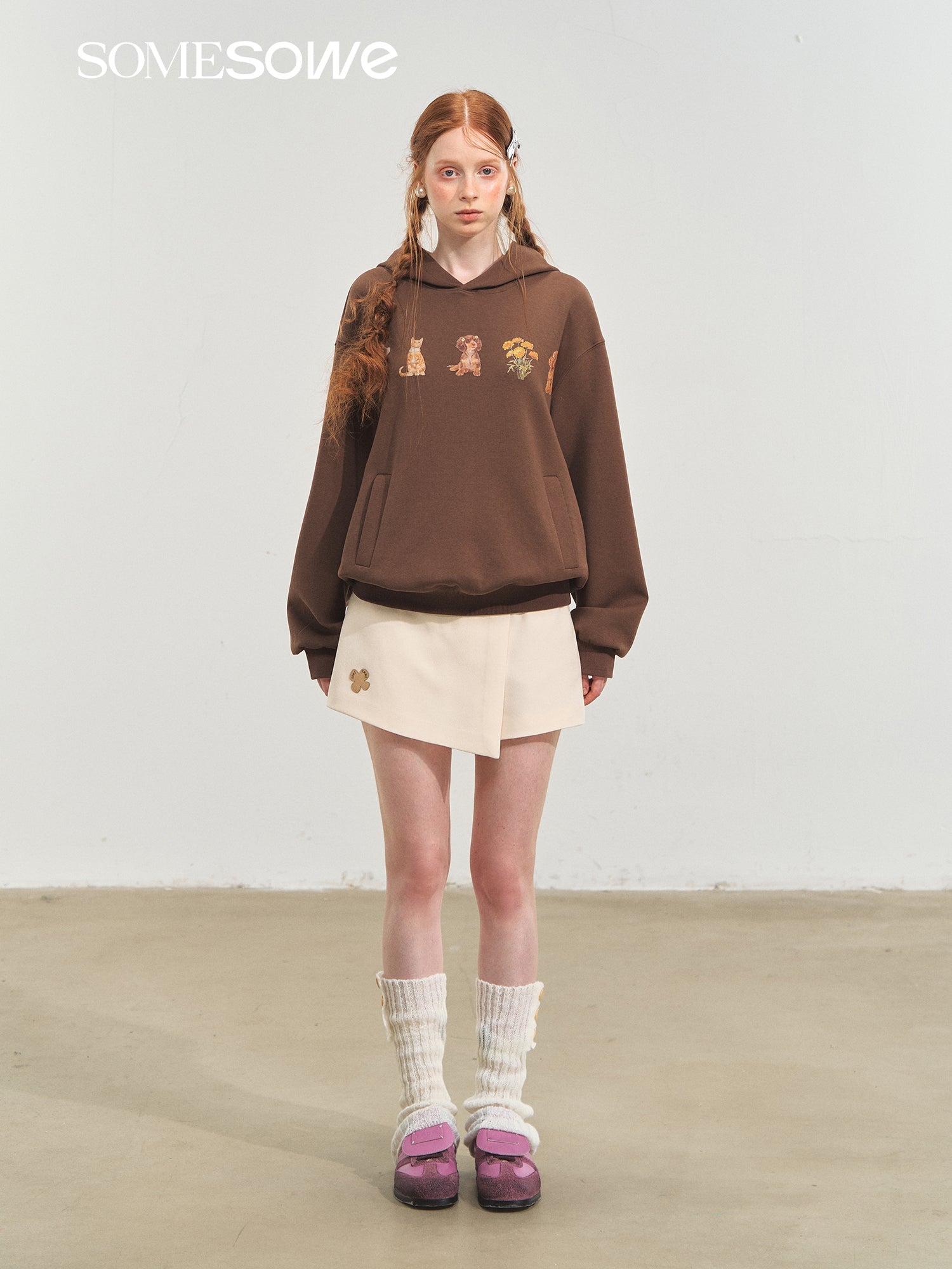 SOMESOWE Cute Pet Party Hoodie In Brown | MADAX