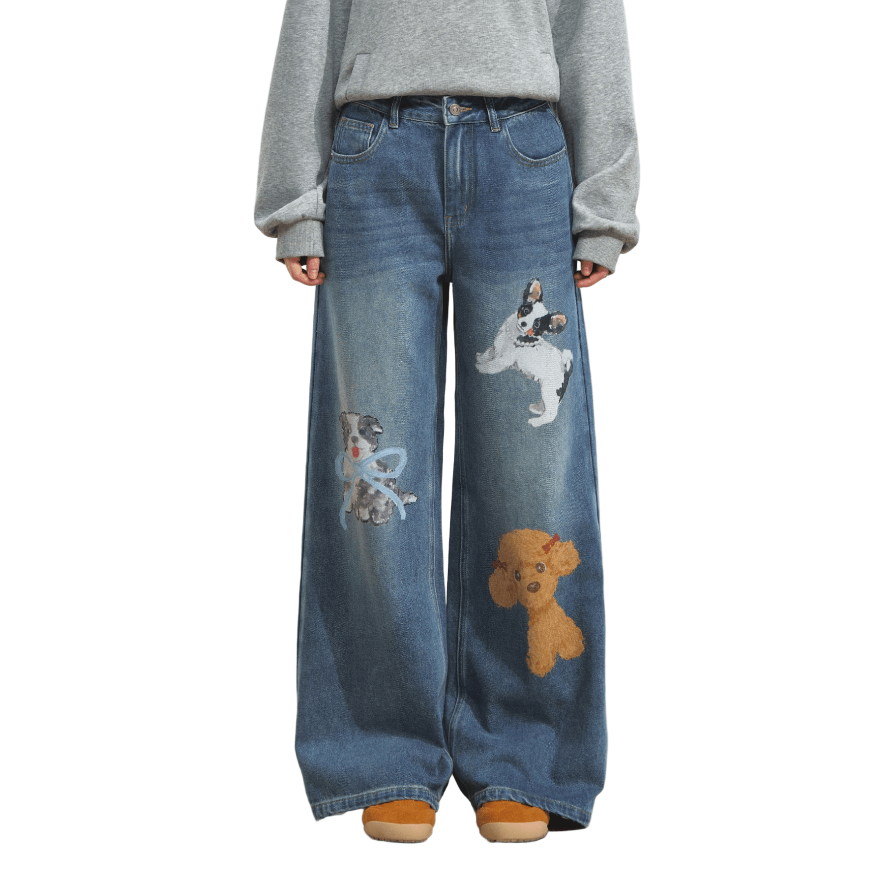 SOMESOWE Cute Pet Wide - Leg Jeans In Blue | MADAX