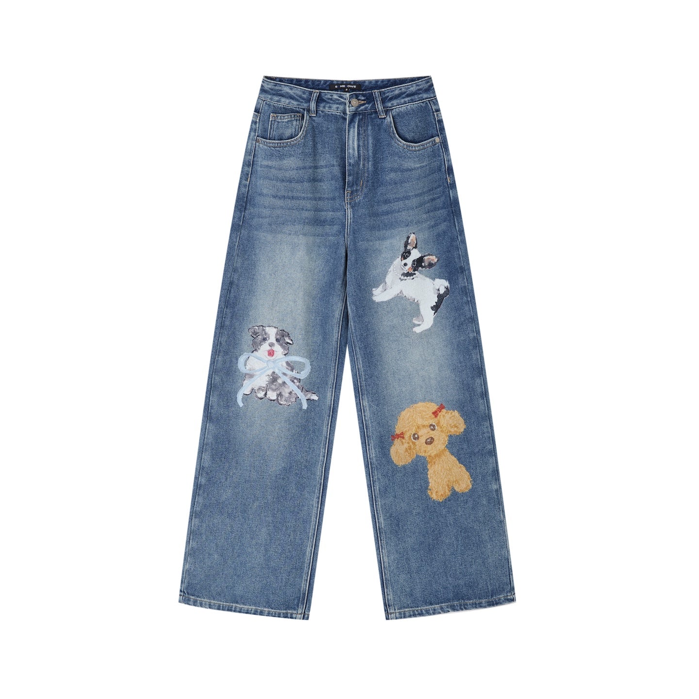 SOMESOWE Cute Pet Wide - Leg Jeans In Blue | MADAX