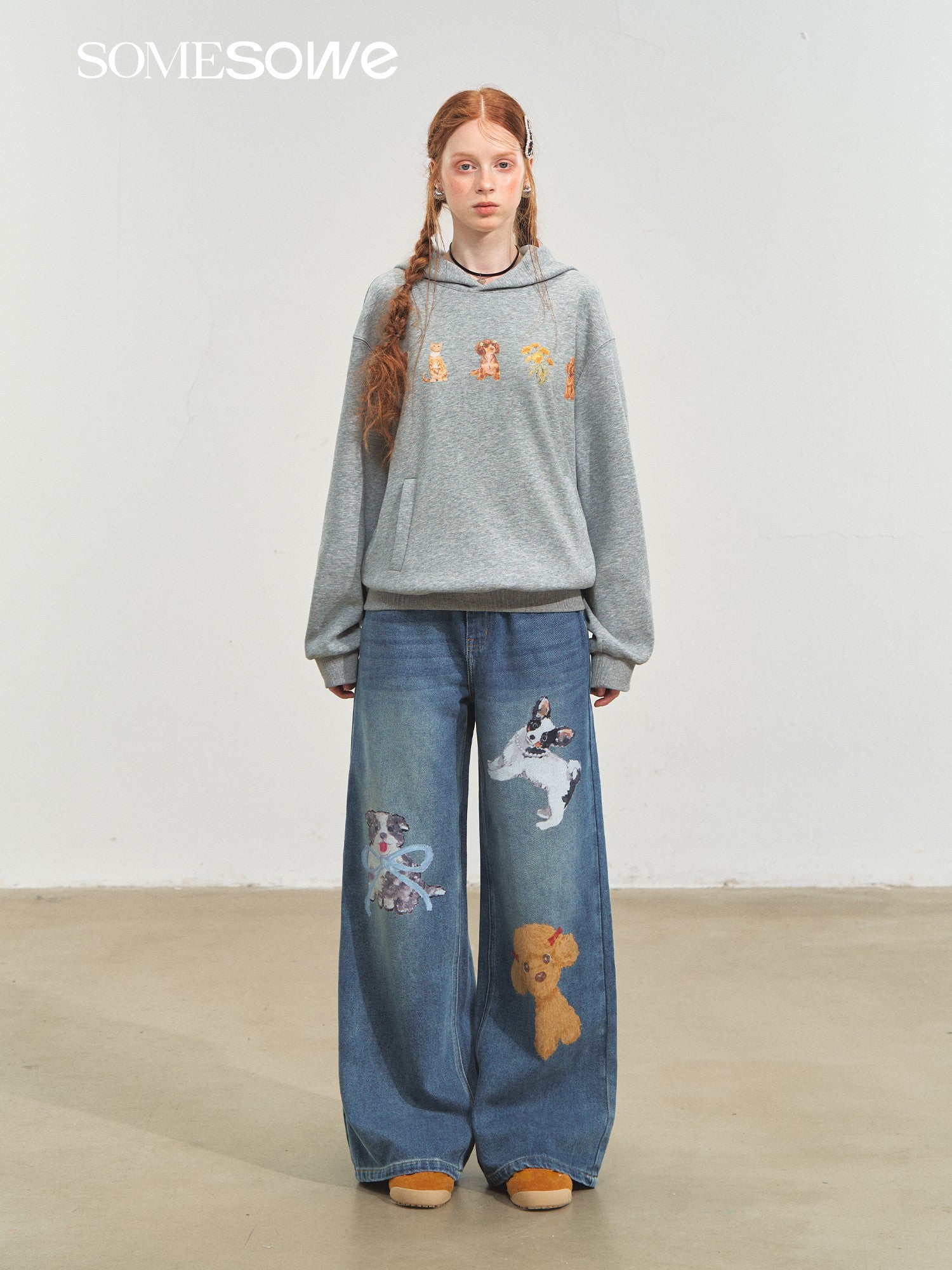 SOMESOWE Cute Pet Wide - Leg Jeans In Blue | MADAX