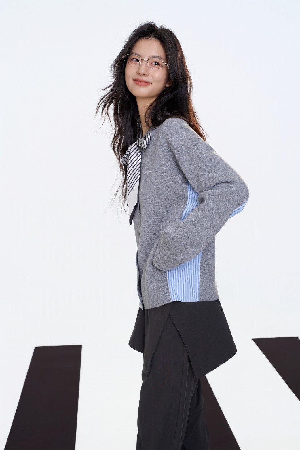 AIMME SPARROW Dachshund Puppy Decoration Polo Sweater In Grey | MADAX