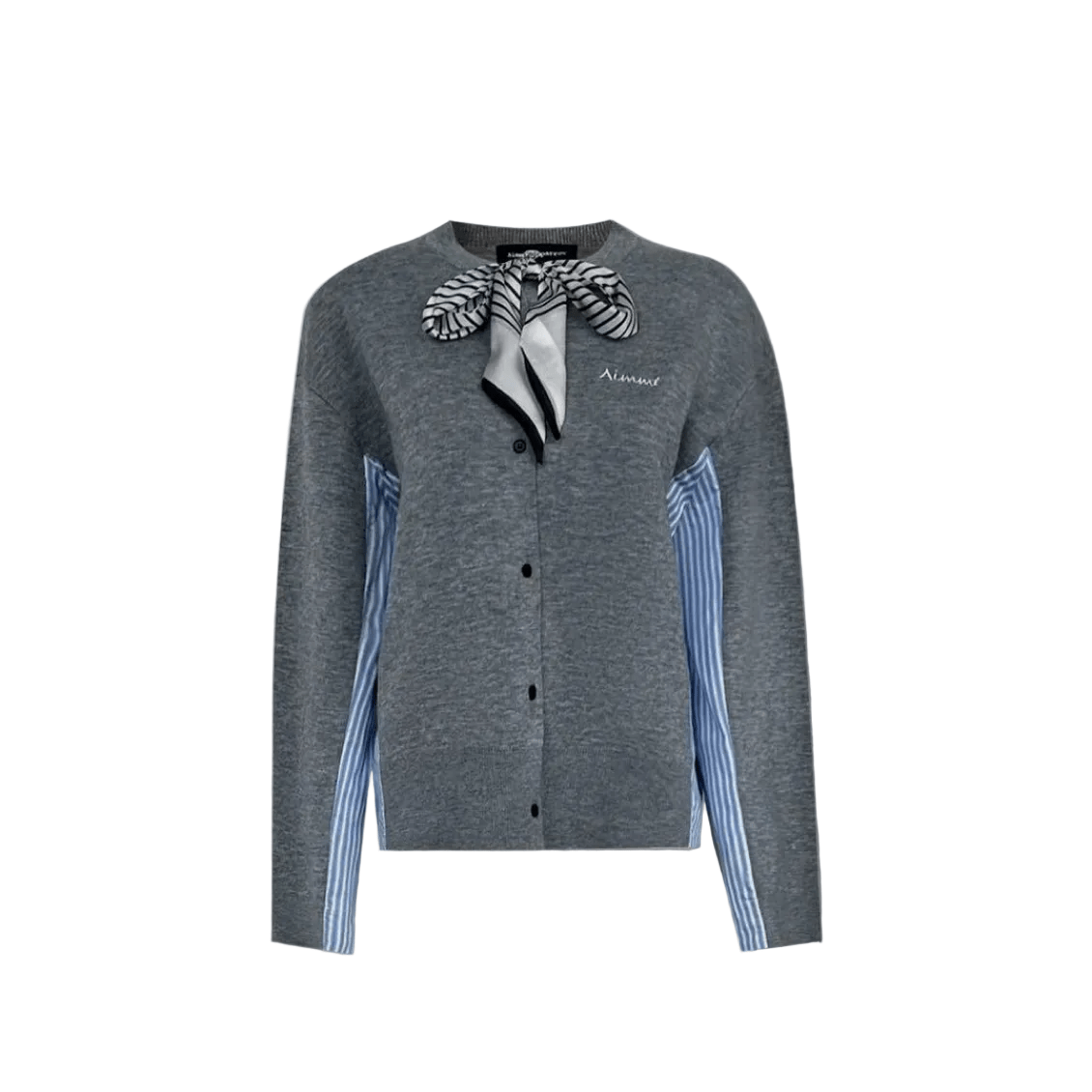 AIMME SPARROW Dachshund Puppy Decoration Polo Sweater In Grey | MADAX