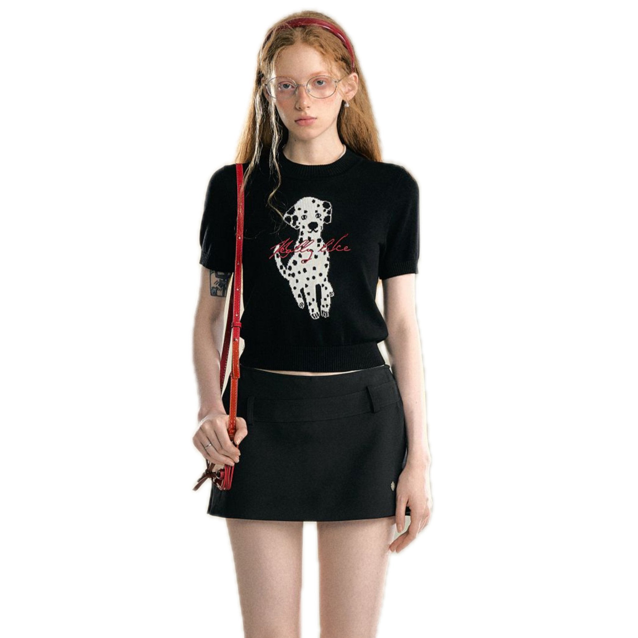 SOMESOWE Dalmatian Intarsia Knitted Short Sleeves | MADA IN CHINA