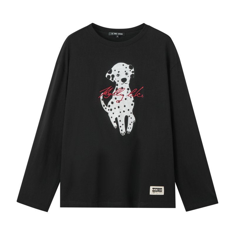 SOMESOWE Dalmatian silhouette long sleeve T - shirt in Black | MADA IN CHINA