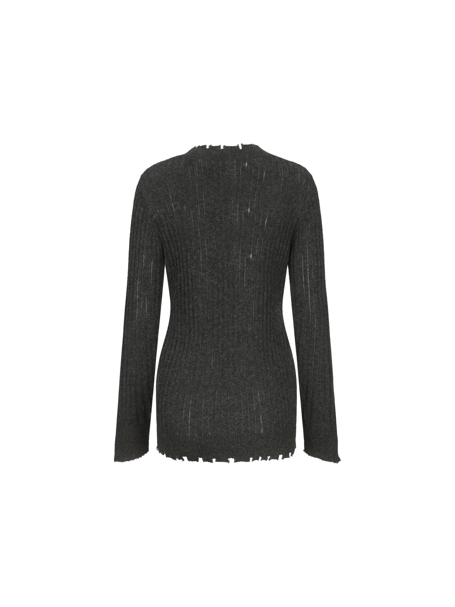 ELYWOOD Dark Gray Knitted Raw Edge Cardigan | MADAX