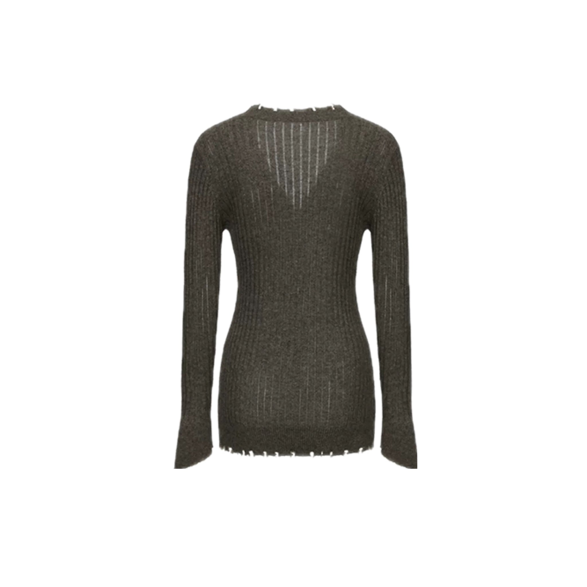 ELYWOOD Dark Green Knitted Raw Edge Cardigan | MADAX