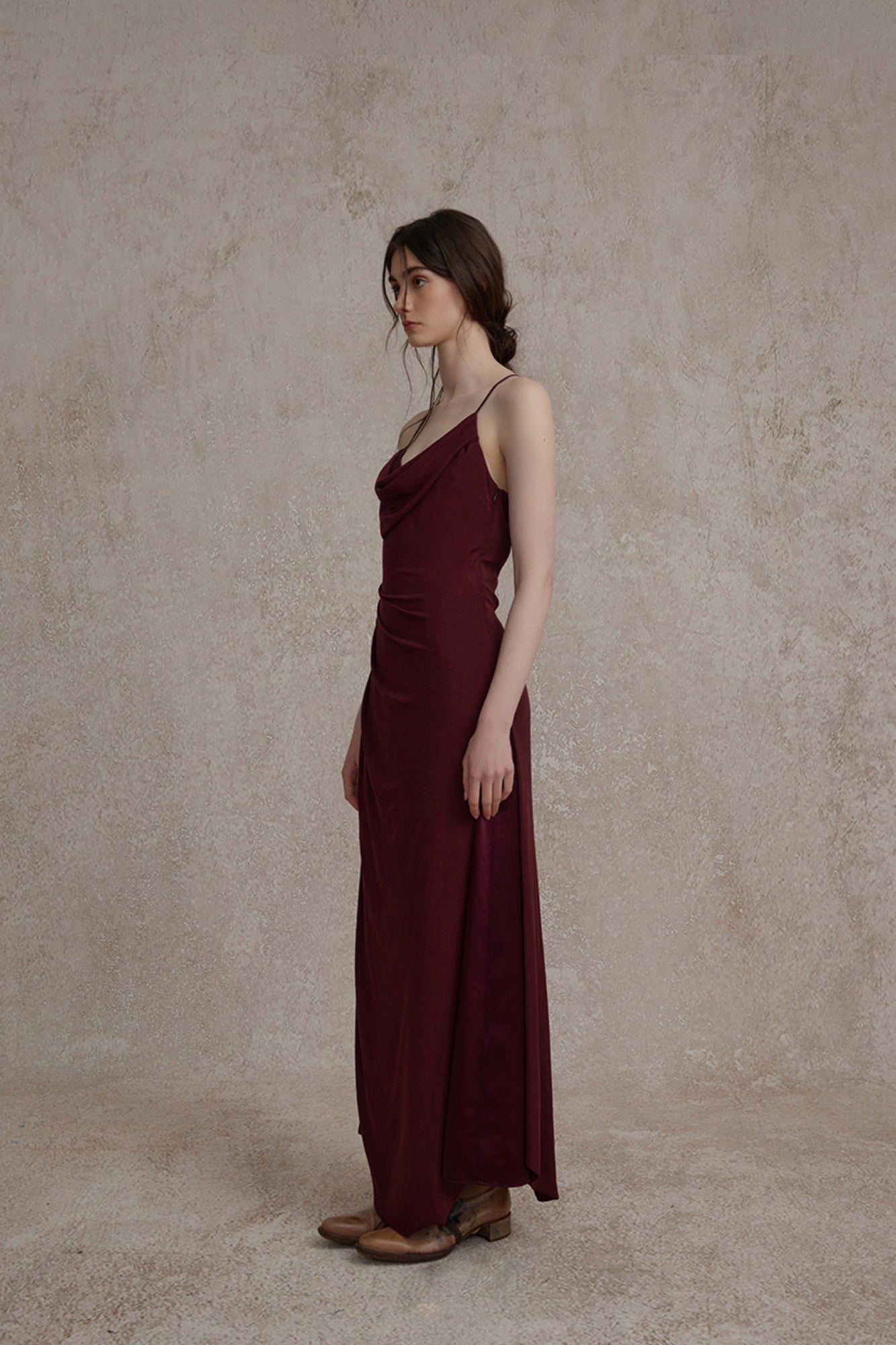 Dark Red Knitted Scoop Neck Maxi Dress | MADAX Dark Red Knitted Scoop Neck Maxi Dress | MADAX