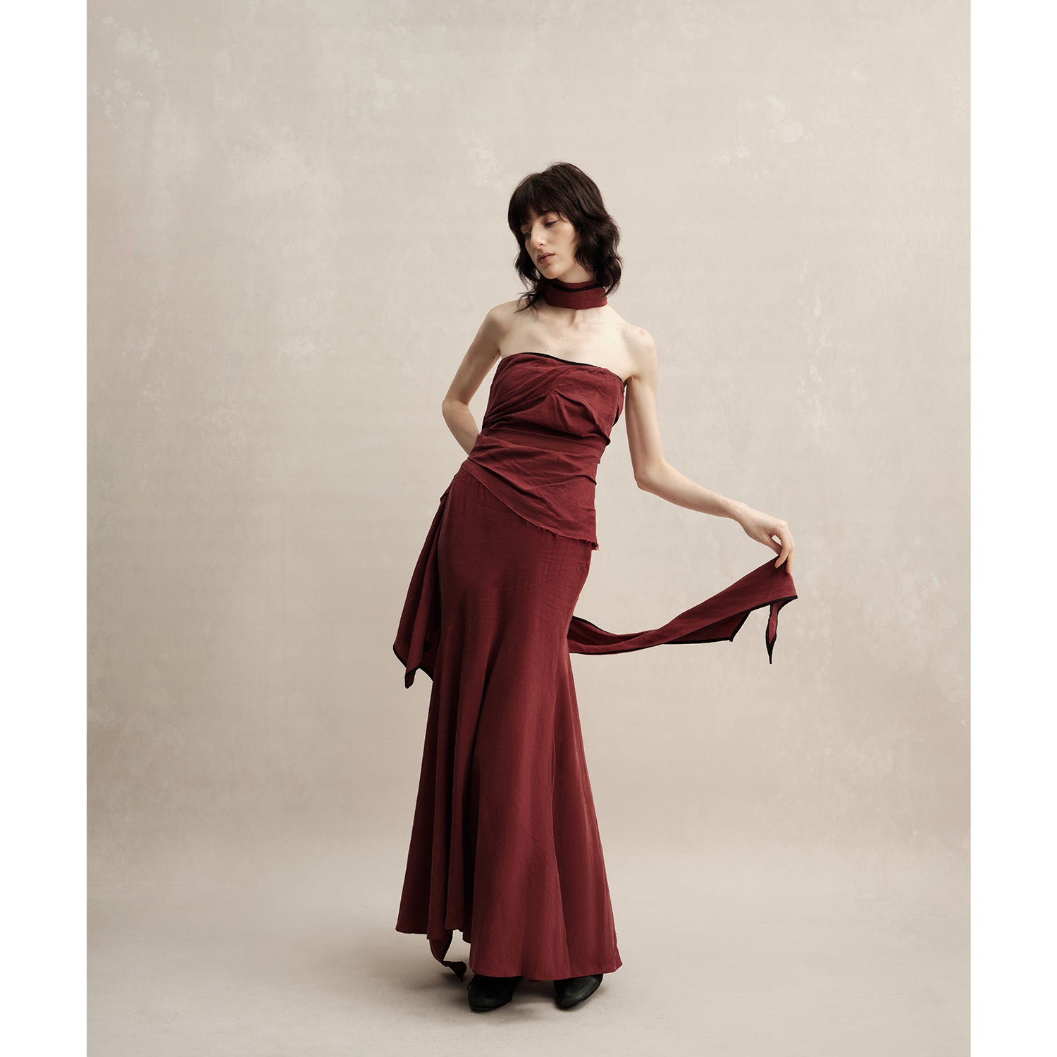 Dark Red Twist Tube Dress S Dark Red Twist Tube Dress S