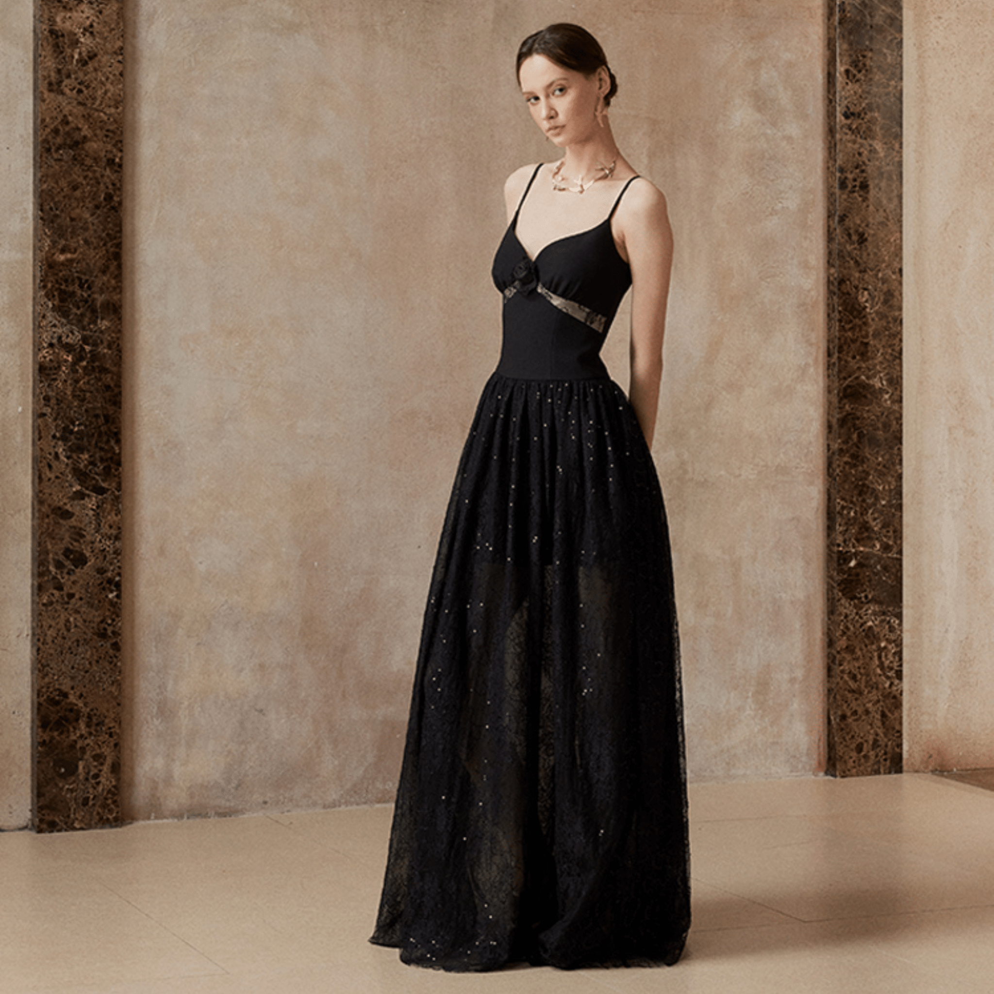Fa sogno Dark Starry Night Spaghetti Strap Maxi Dress | MADAX