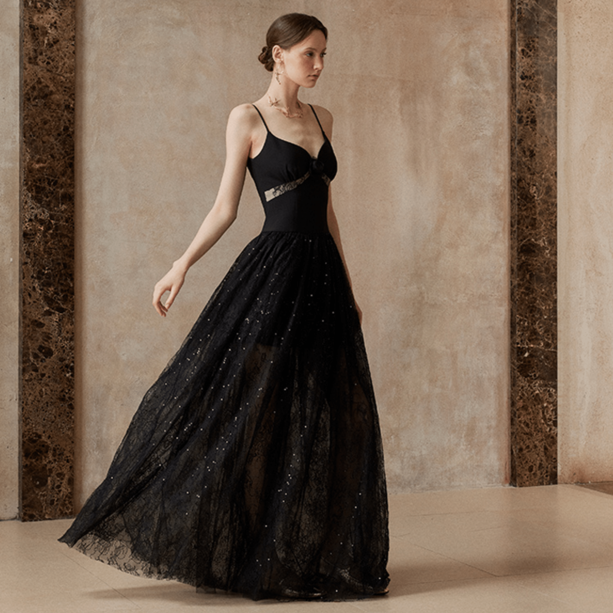 Fa sogno Dark Starry Night Spaghetti Strap Maxi Dress Fa sogno Dark Starry Night Spaghetti Strap Maxi Dress