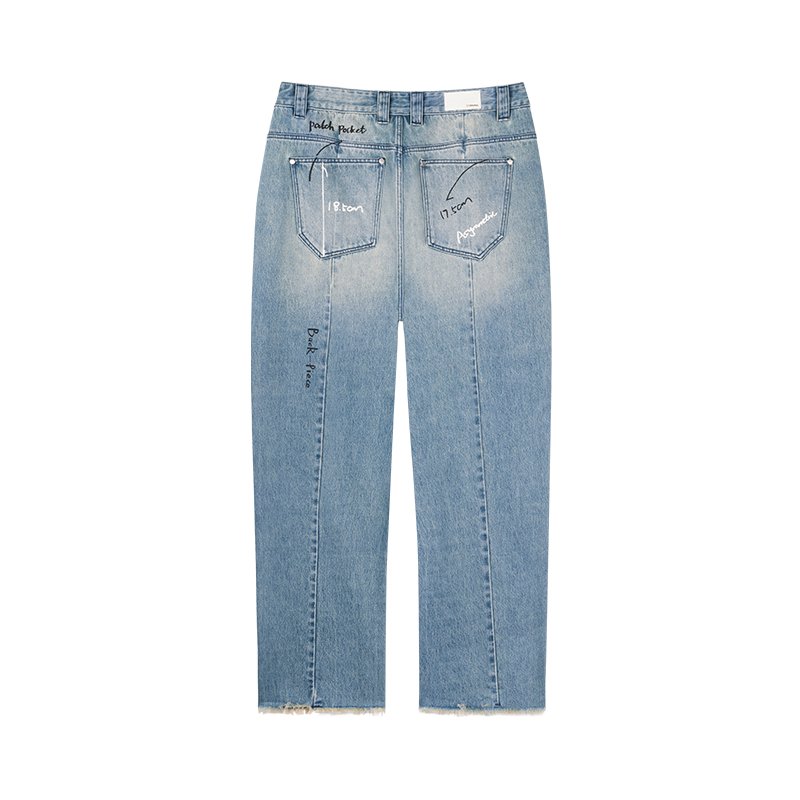 UNAWARES Deconstruct Split Graffiti Denim Jeans In Blue | MADAX