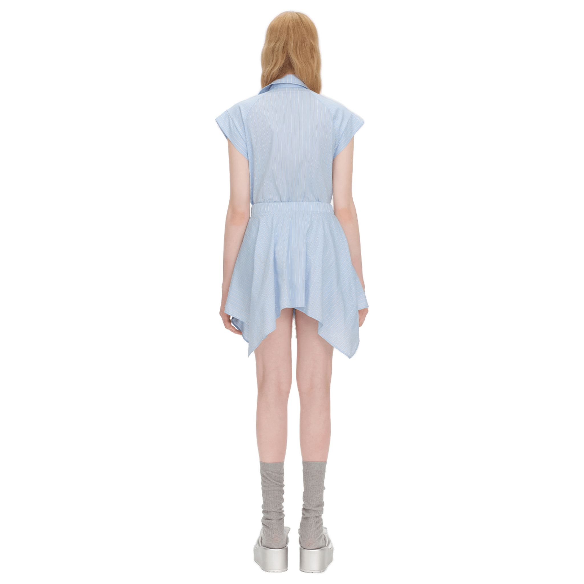 13DE MARZO Deconstructed Shirt Dress in Blue | MADAX